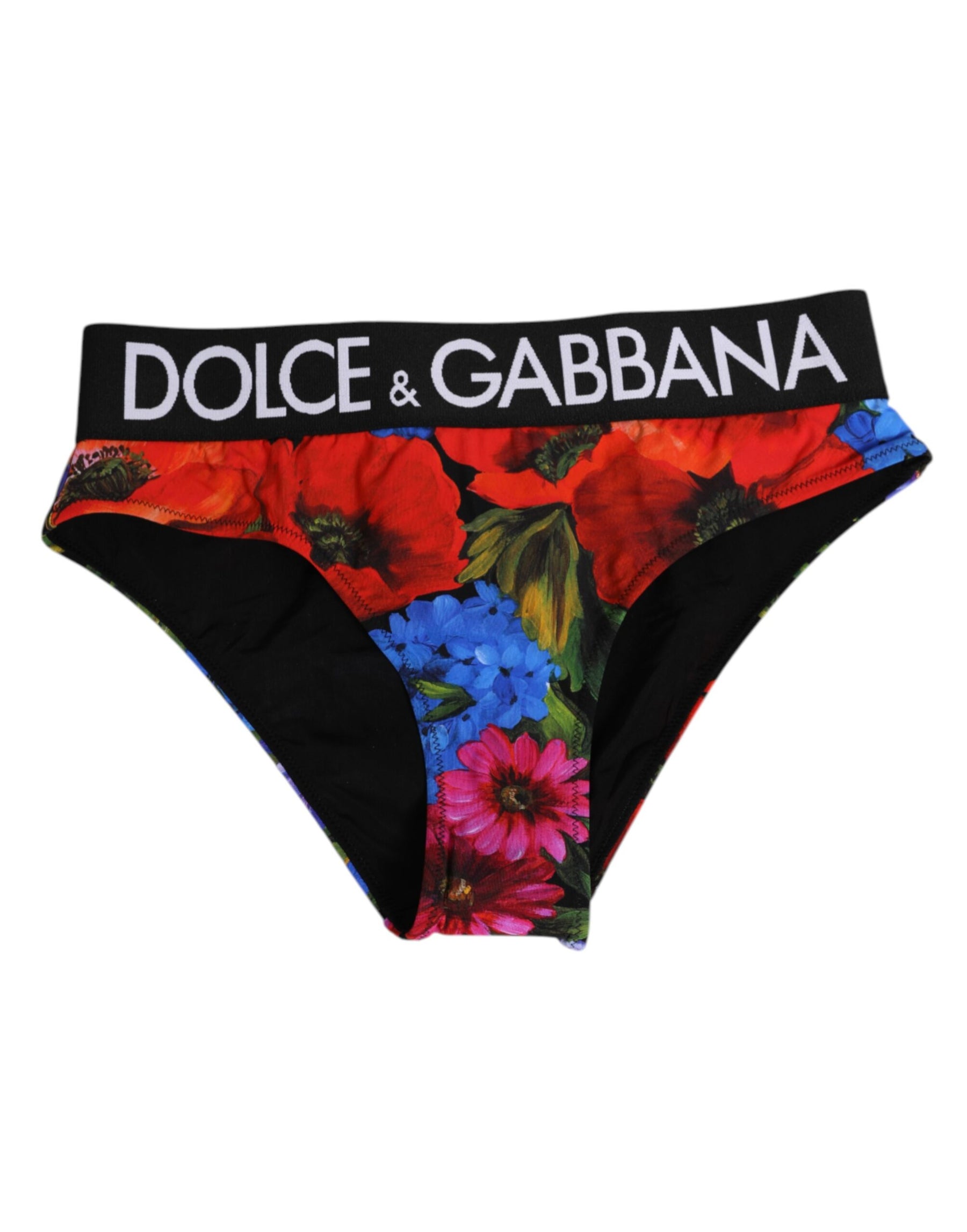 Dolce & Gabbana Black Floral Print High Waist Panty Underwear | Regal Royce
