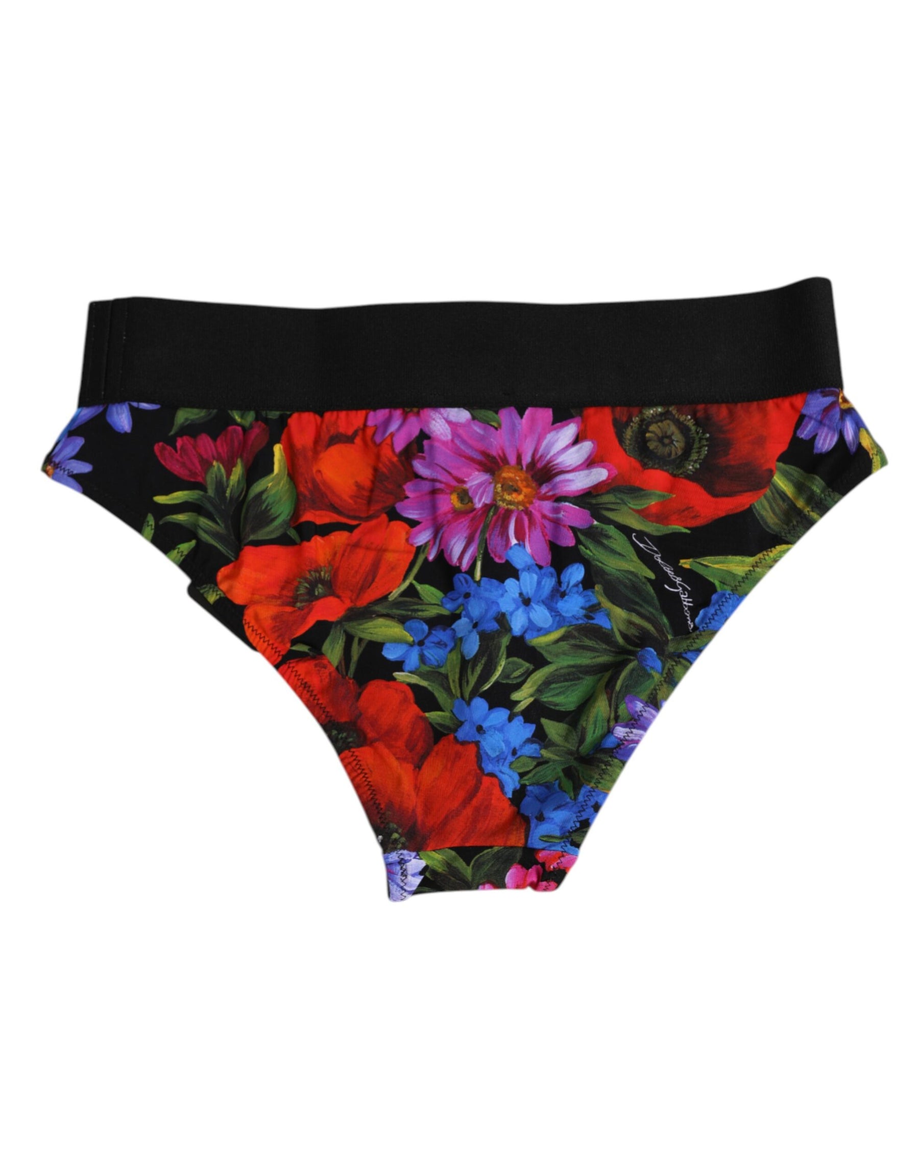 Dolce & Gabbana Black Floral Print High Waist Panty Underwear | Regal Royce