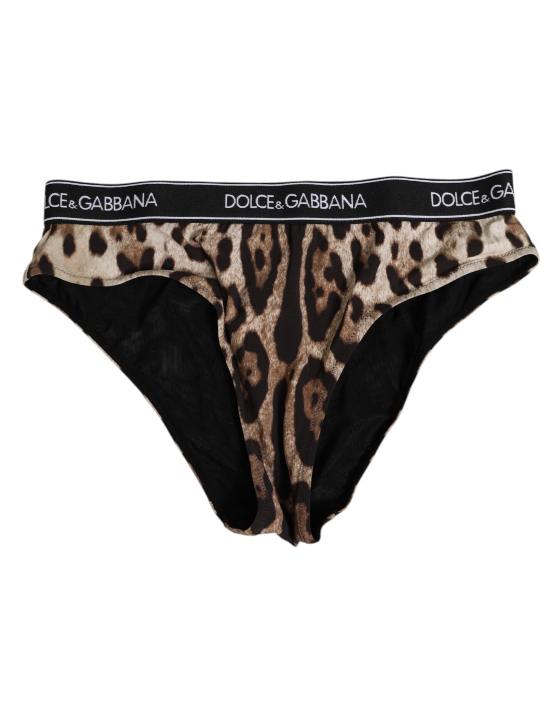 Dolce & Gabbana Brown Leopard Nylon High Waist Panty Underwear | Regal Royce