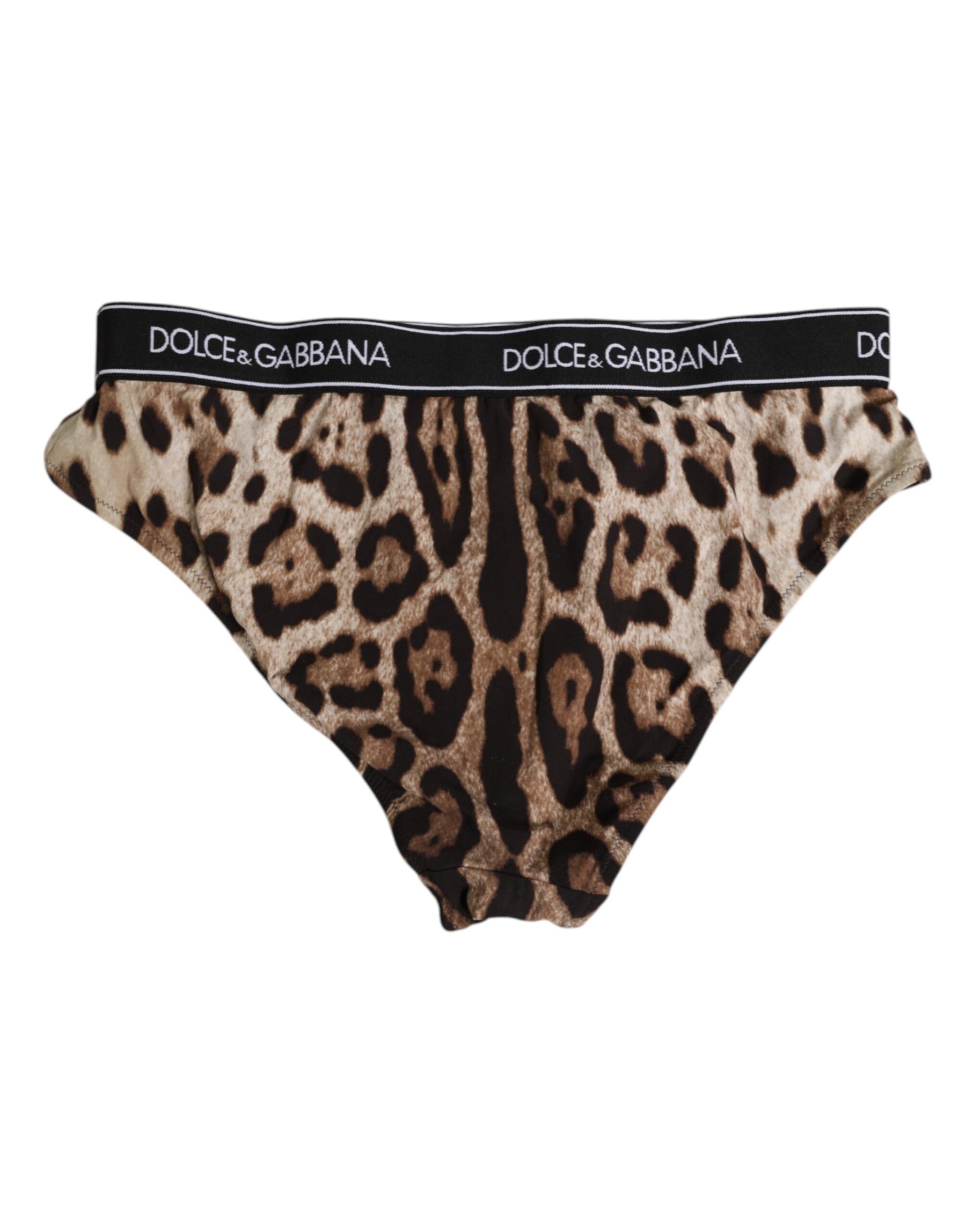 Dolce & Gabbana Brown Leopard Nylon High Waist Panty Underwear | Regal Royce