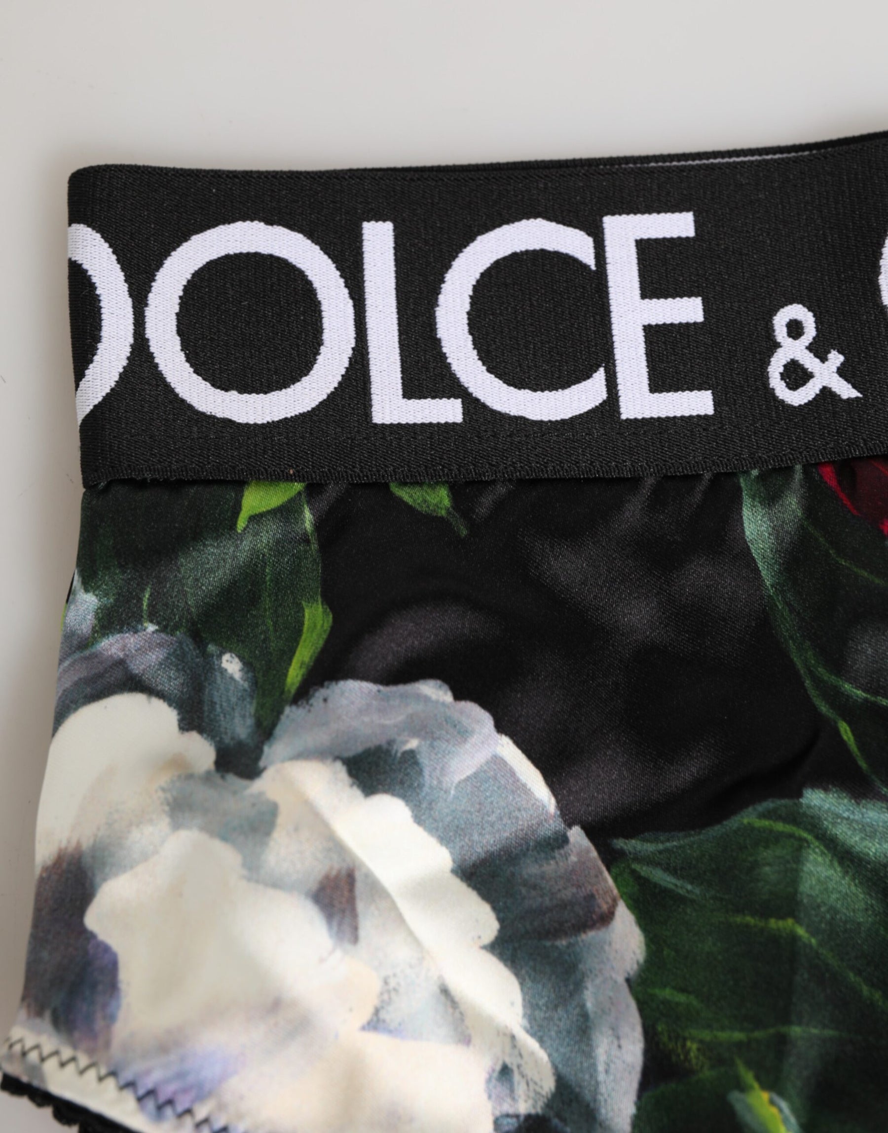 Dolce & Gabbana Black Floral Print High Waist Panty  Underwear | Regal Royce