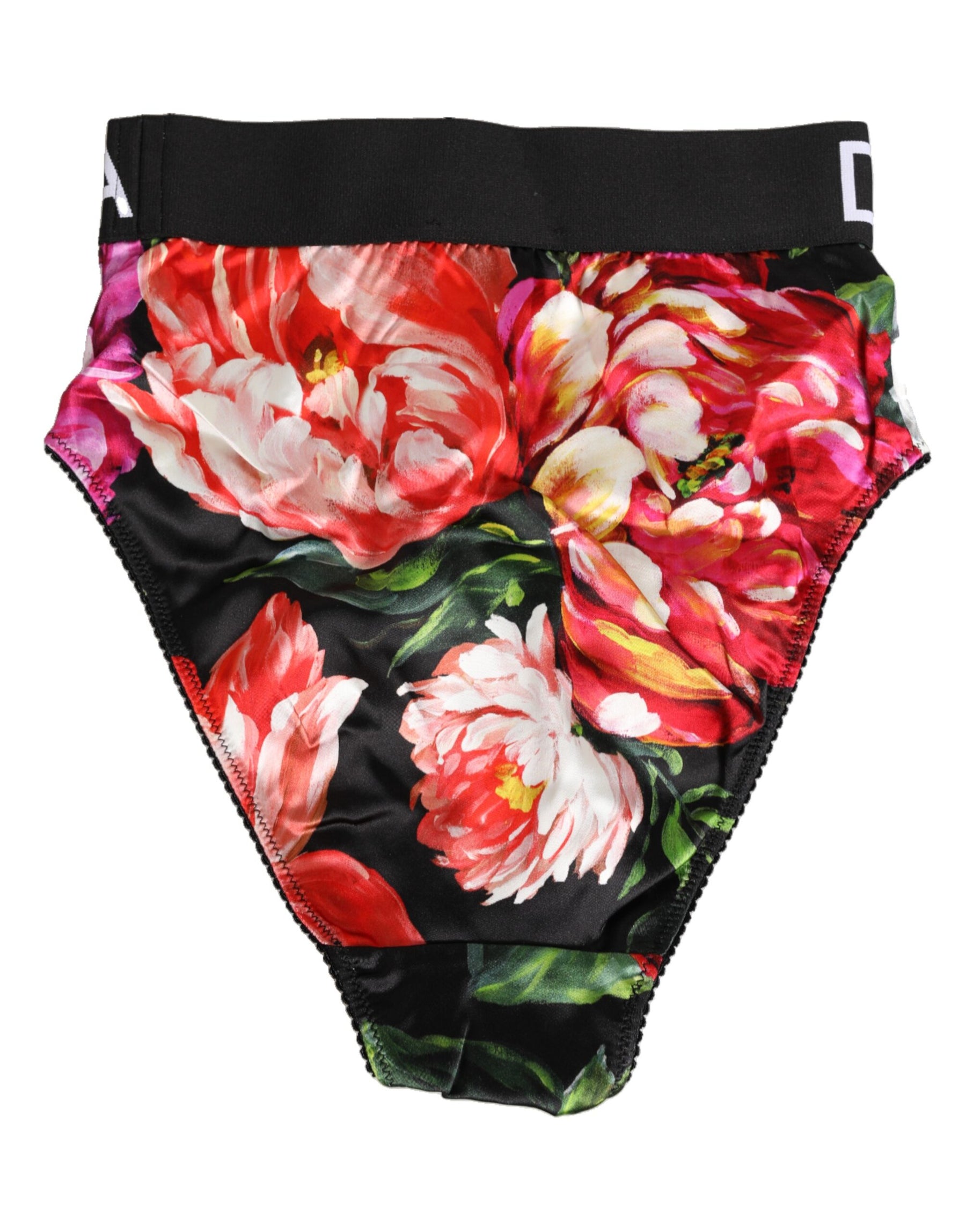 Dolce & Gabbana Black Floral Print High Waist Panty  Underwear | Regal Royce