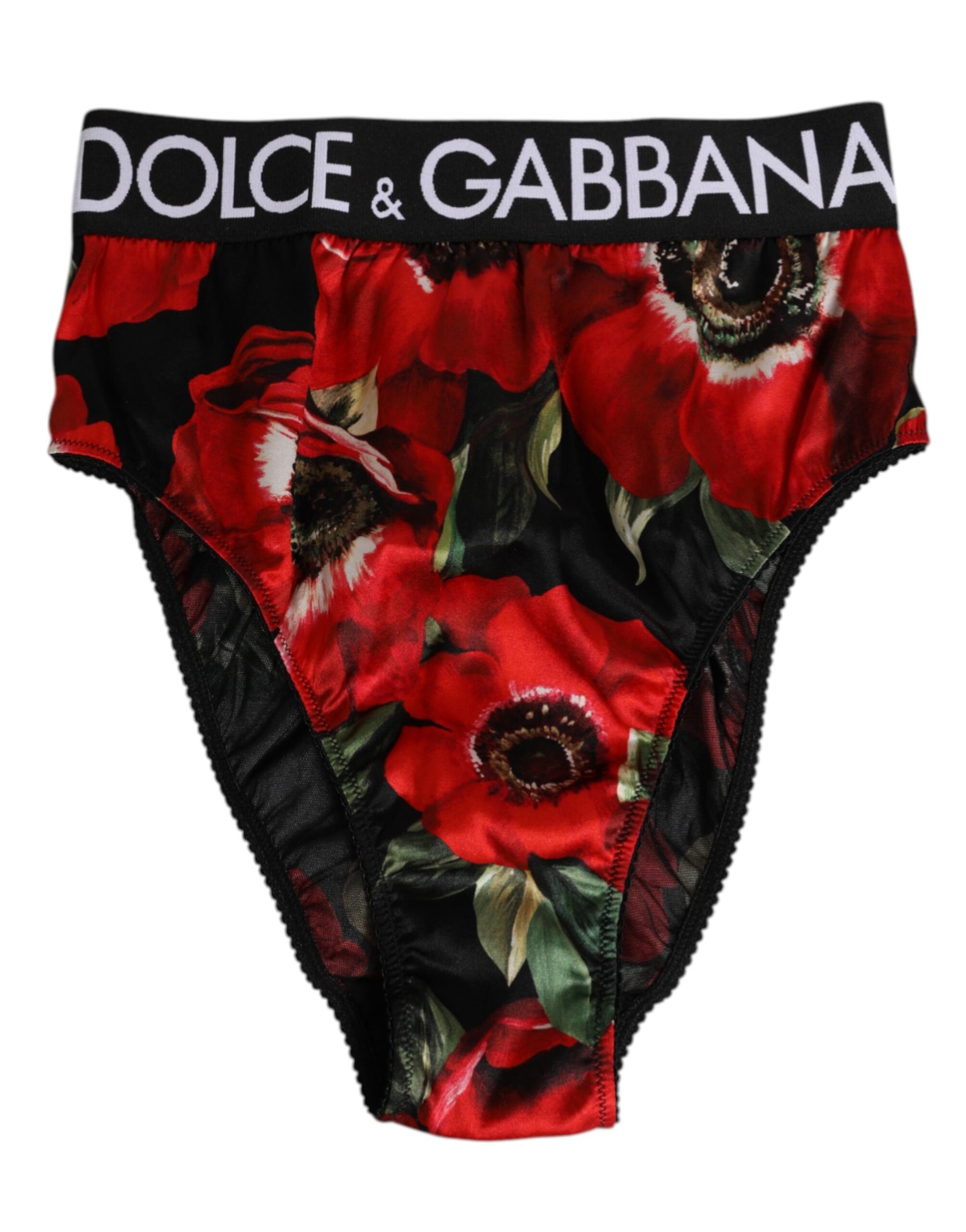 Dolce & Gabbana Black Floral Print High Waist Panty Underwear | Regal Royce
