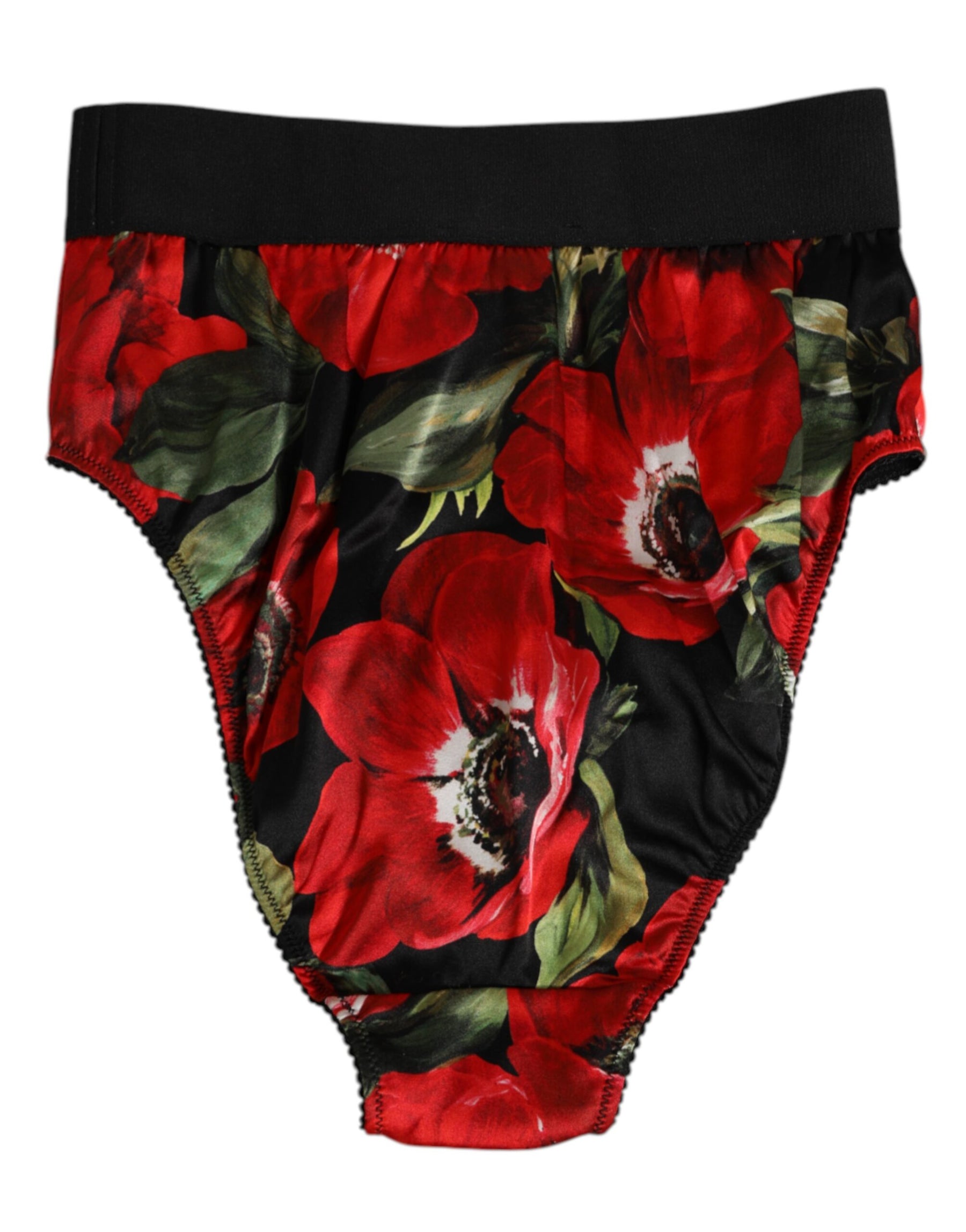 Dolce & Gabbana Black Floral Print High Waist Panty Underwear | Regal Royce