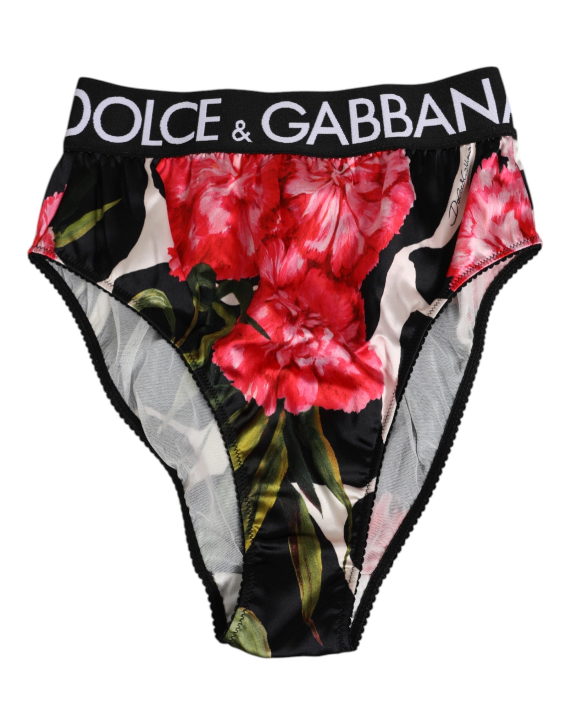 Dolce & Gabbana Black Floral Print High Waist Panty Underwear | Regal Royce