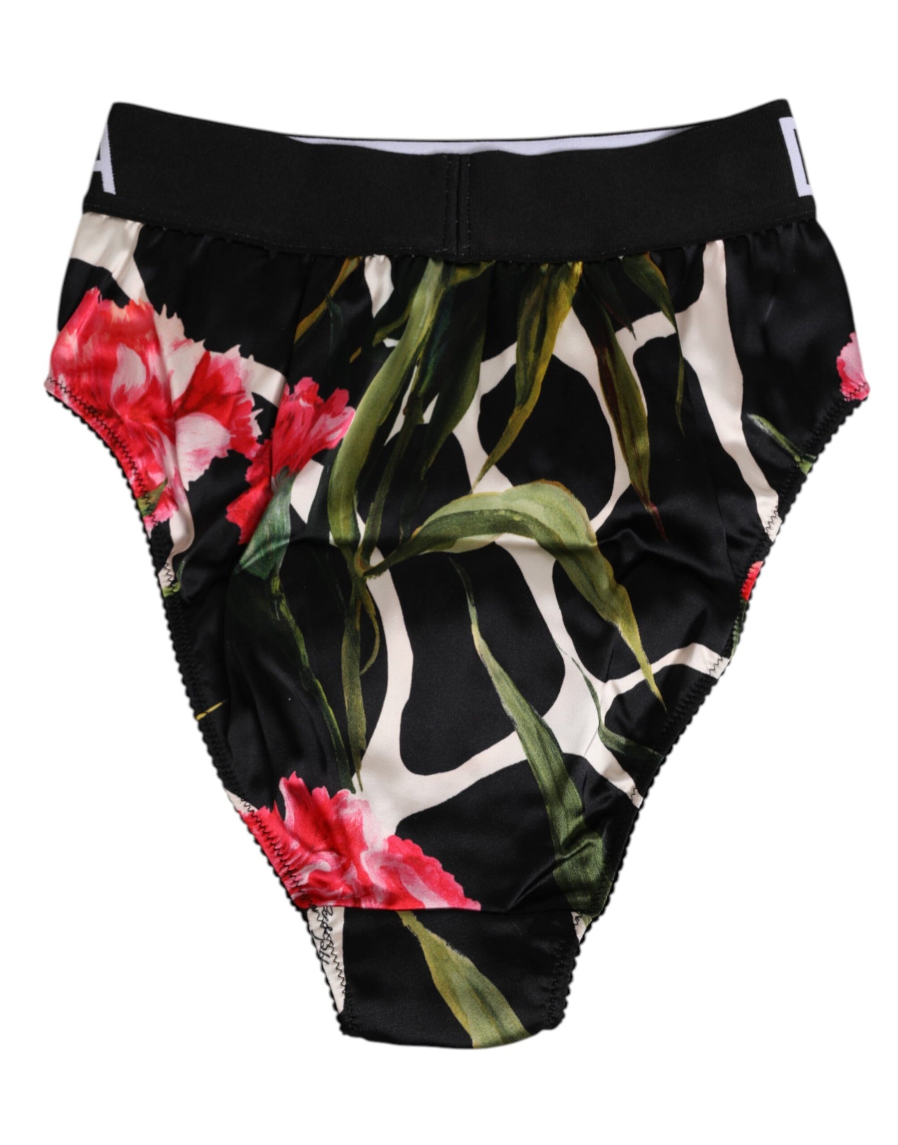 Dolce & Gabbana Black Floral Print High Waist Panty Underwear | Regal Royce
