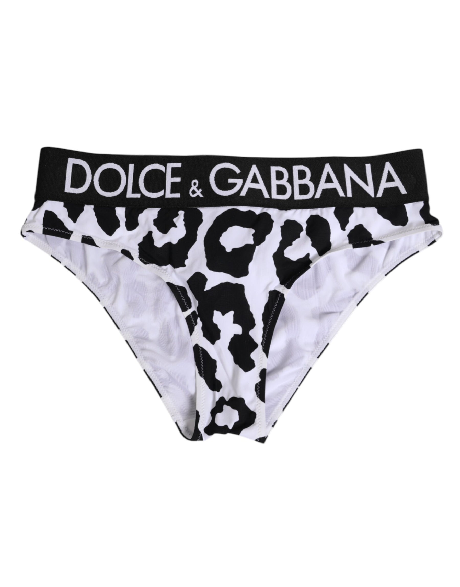 Dolce & Gabbana White Leopard Nylon High Waist Panty Underwear | Regal Royce