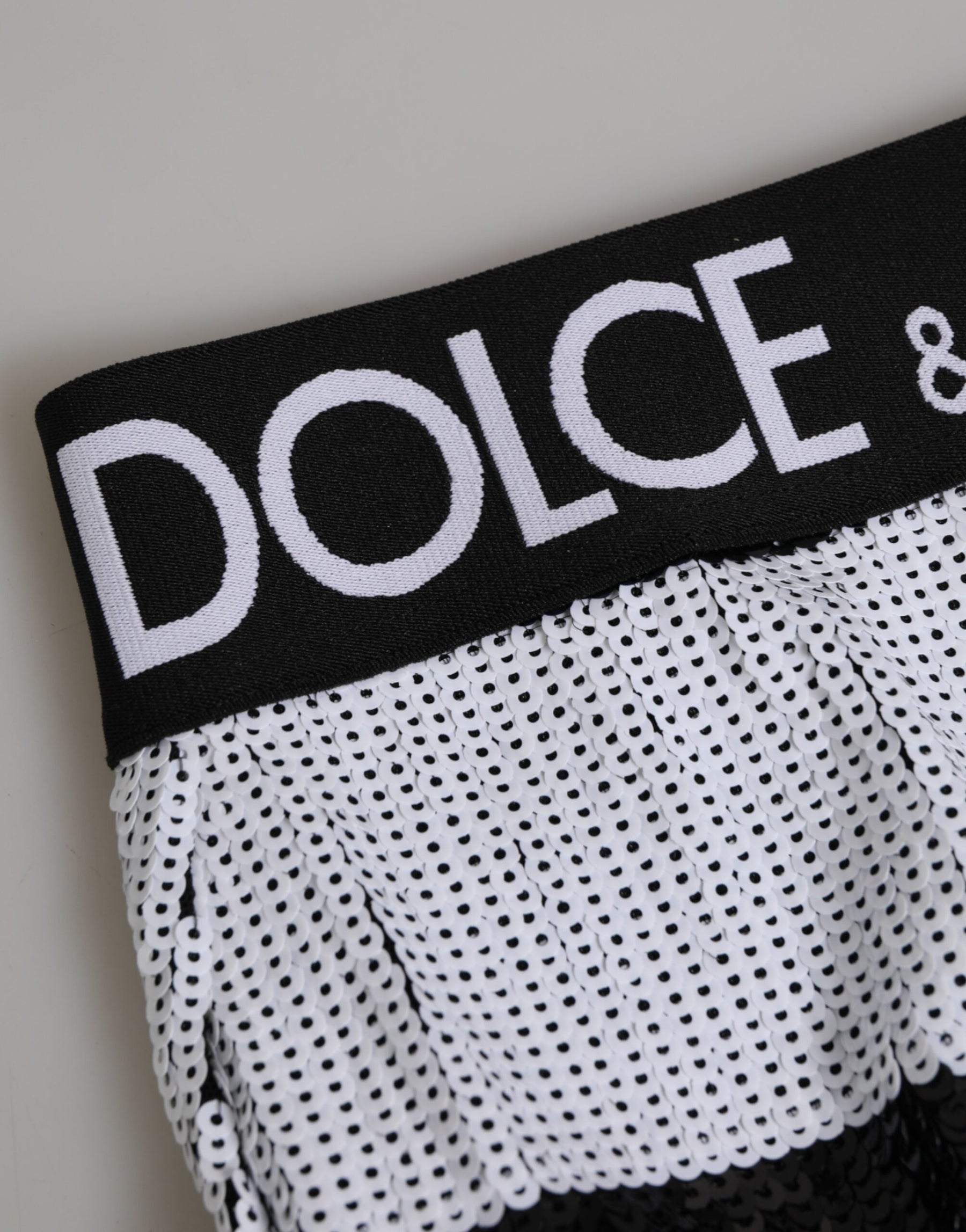 Dolce & Gabbana Black White Sequin High Waist Panty Underwear | Regal Royce