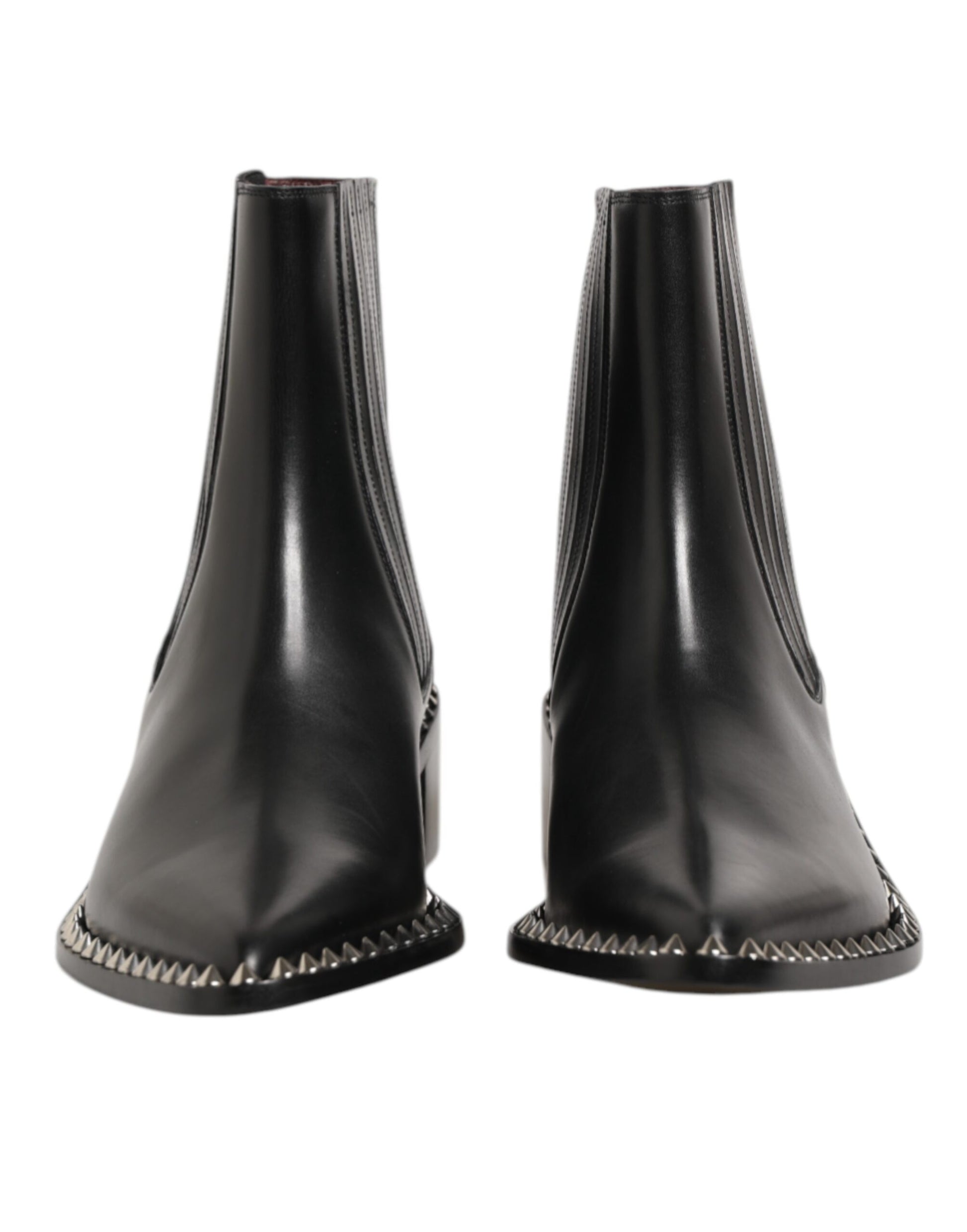Dolce & Gabbana Black Leather Studded Men Short Boots Shoes