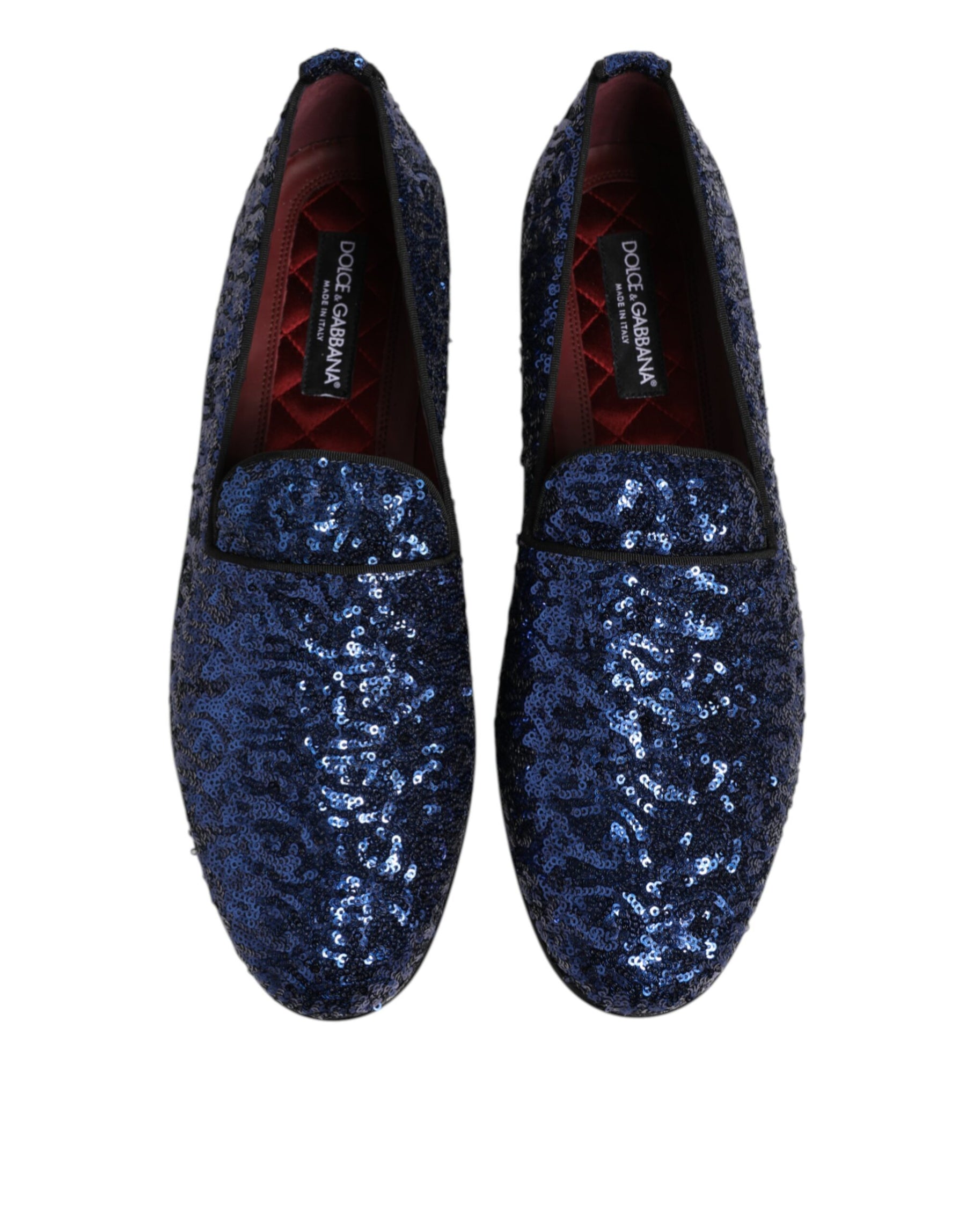 Dolce & Gabbana Blue Sequined Loafers Slippers Men Dress Shoes | Regal Royce