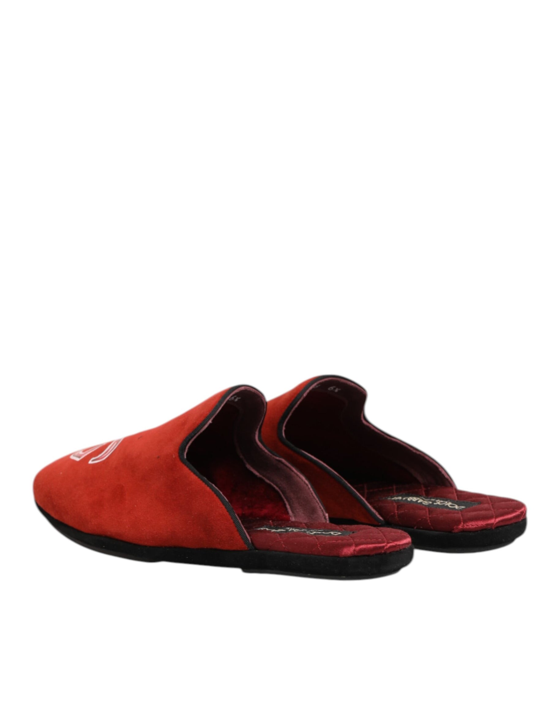 Dolce & Gabbana Red Suede DG King Men House Slippers Shoes | Regal Royce