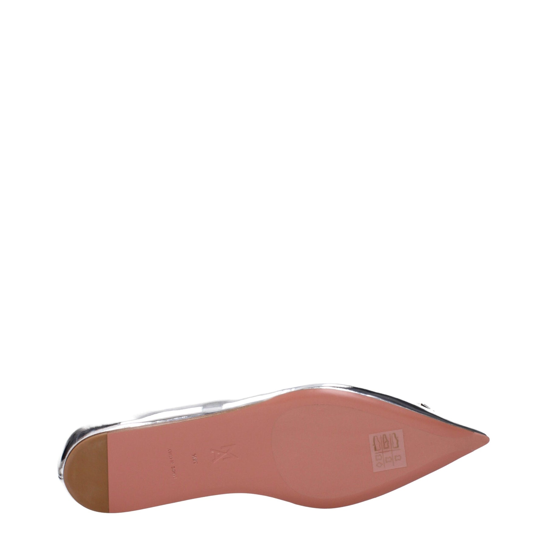 Amina Muaddi Gray Leather Ballet Flats | Regal Royce