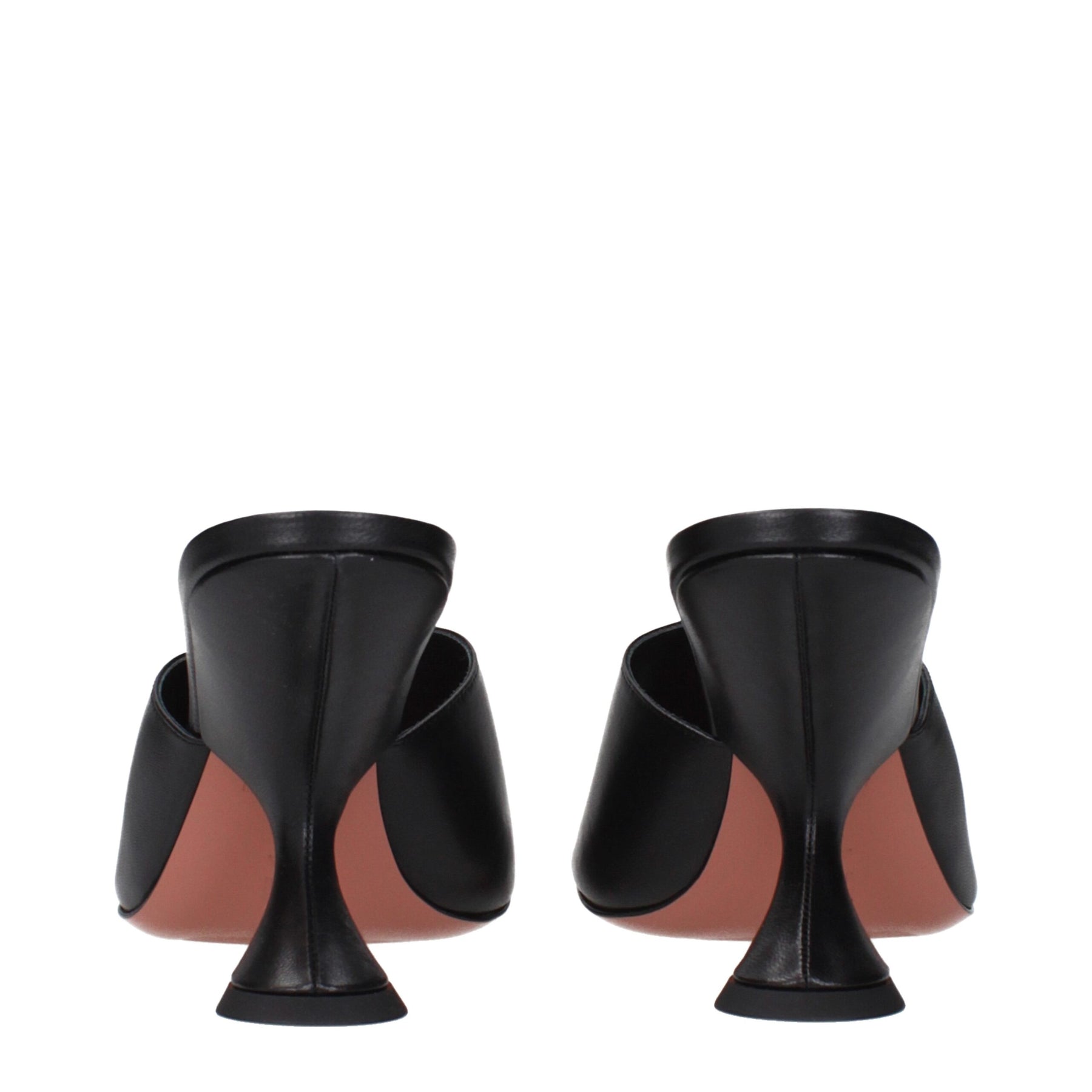 Amina Muaddi Black Leather Stiletto Heel Sandals | Regal Royce