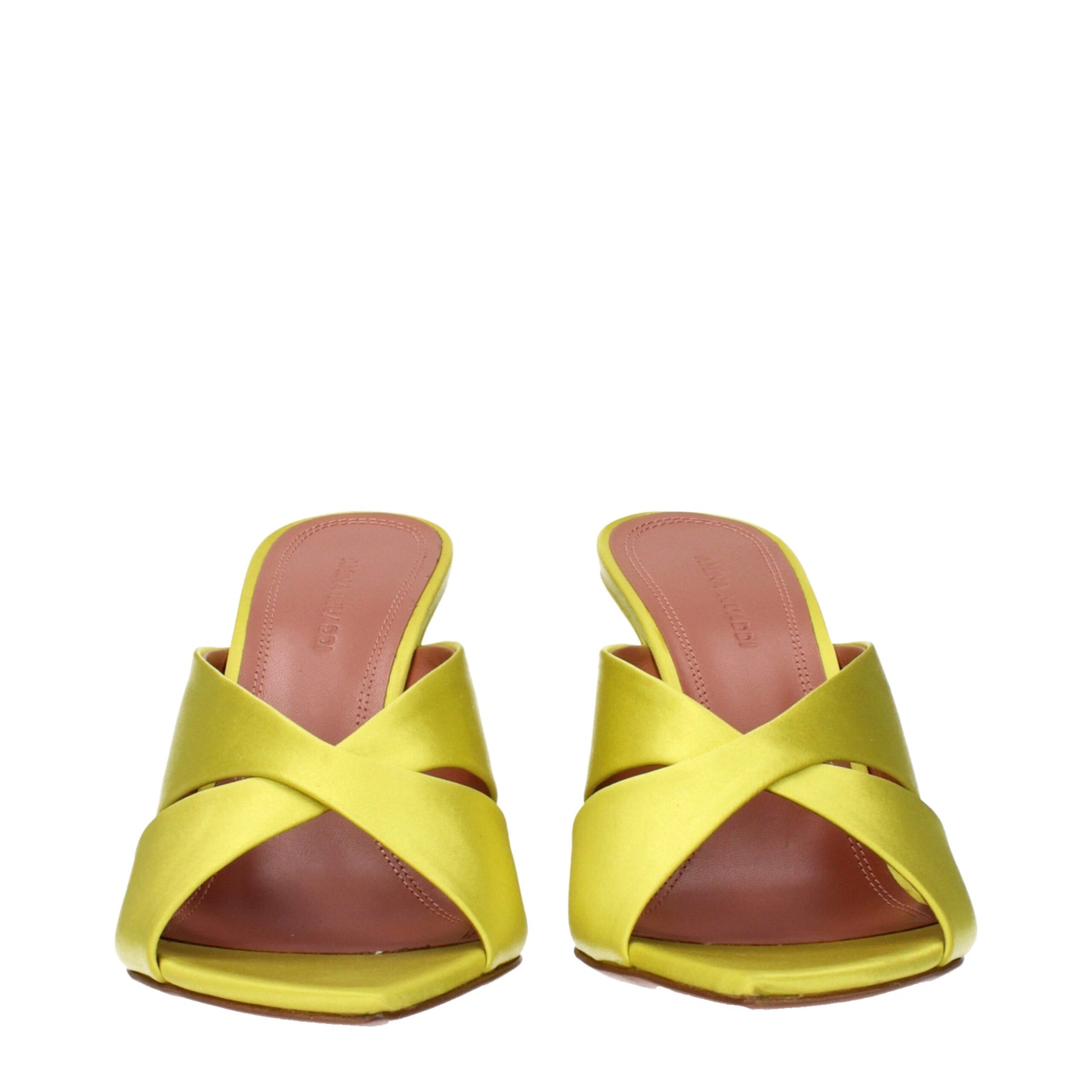 Amina Muaddi Green Satin Stiletto Heel Sandals | Regal Royce