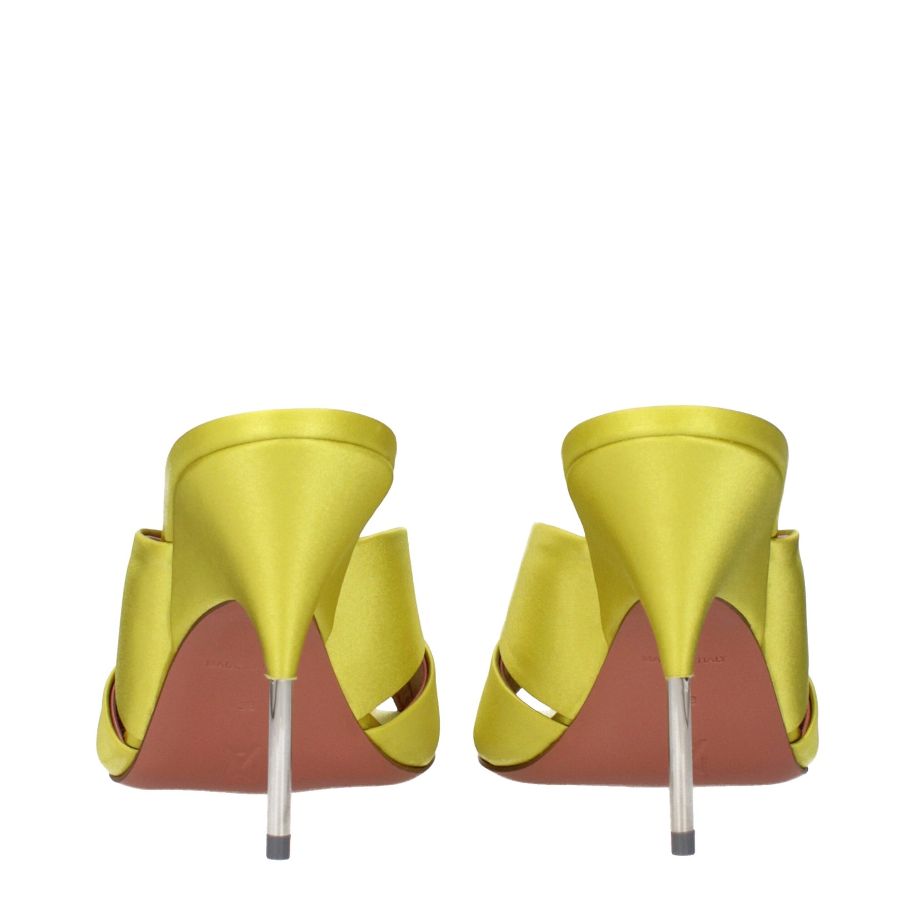 Amina Muaddi Green Satin Stiletto Heel Sandals | Regal Royce