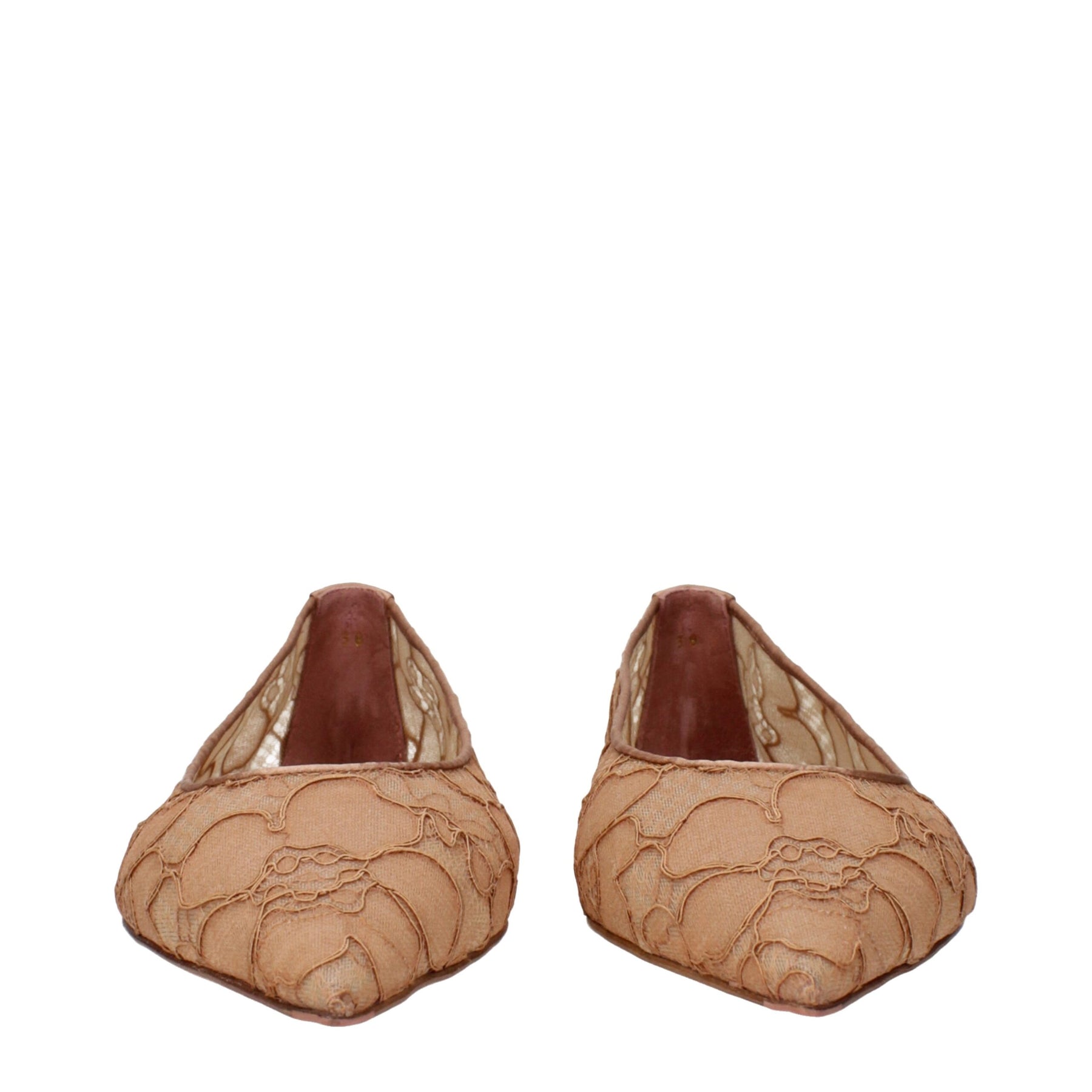 Amina Muaddi Beige Fabric Ballet Flats | Regal Royce