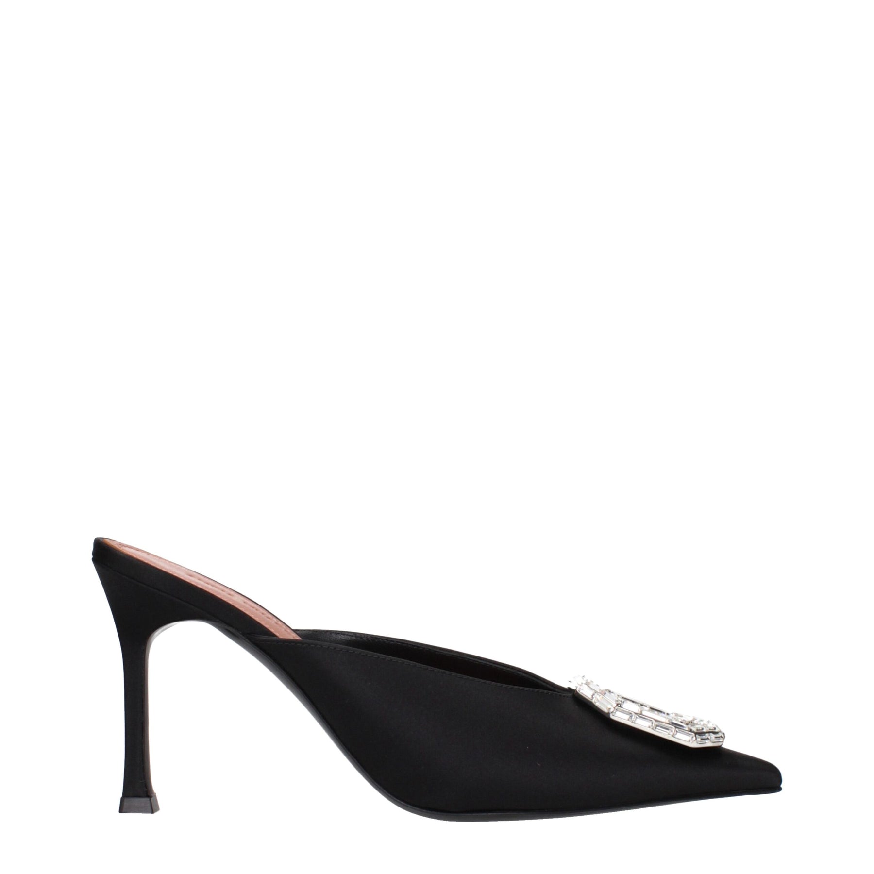 Amina Muaddi Black Satin High Heel Pumps | Regal Royce
