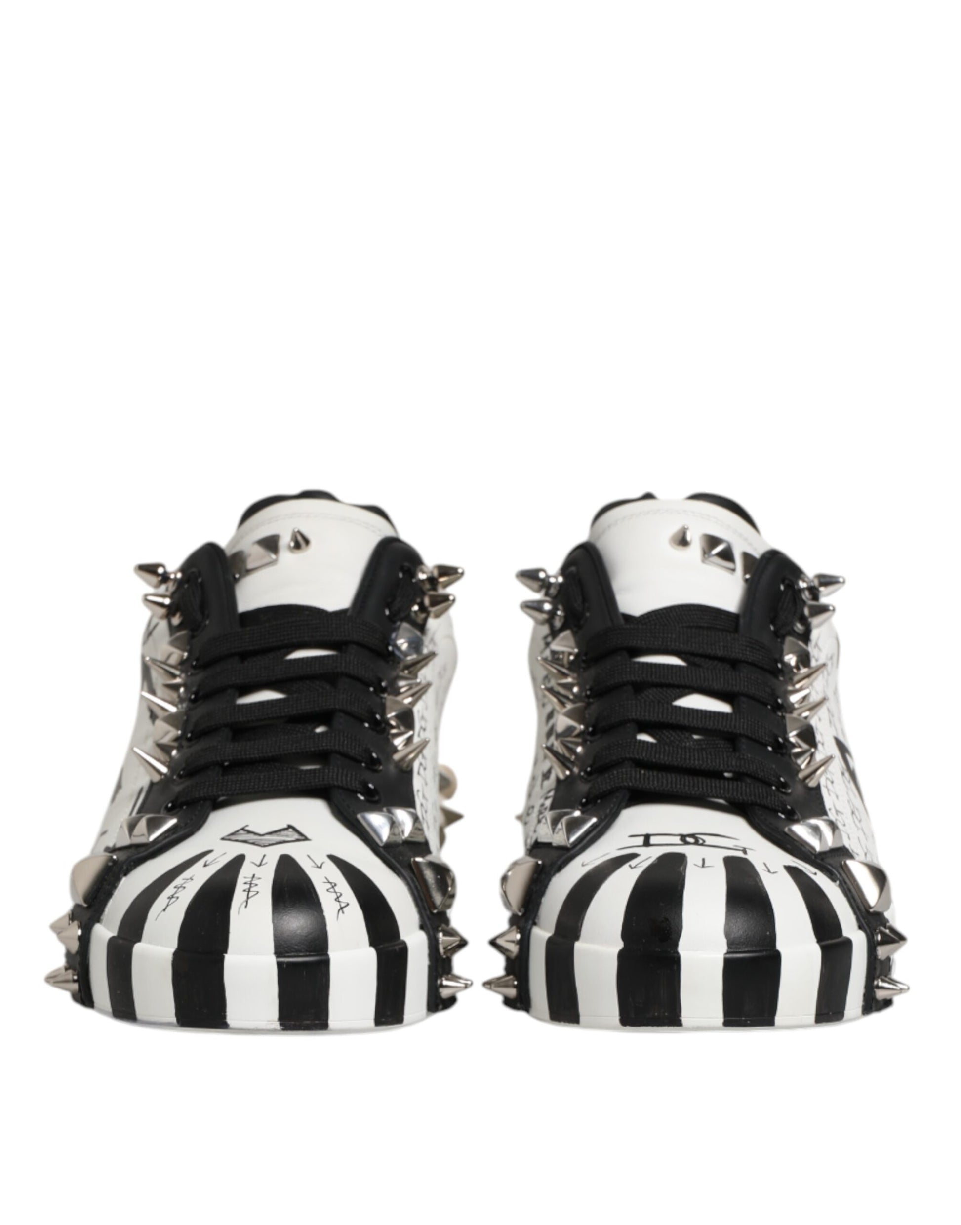 Dolce & Gabbana White Portofino Studded Men Sneakers Shoes