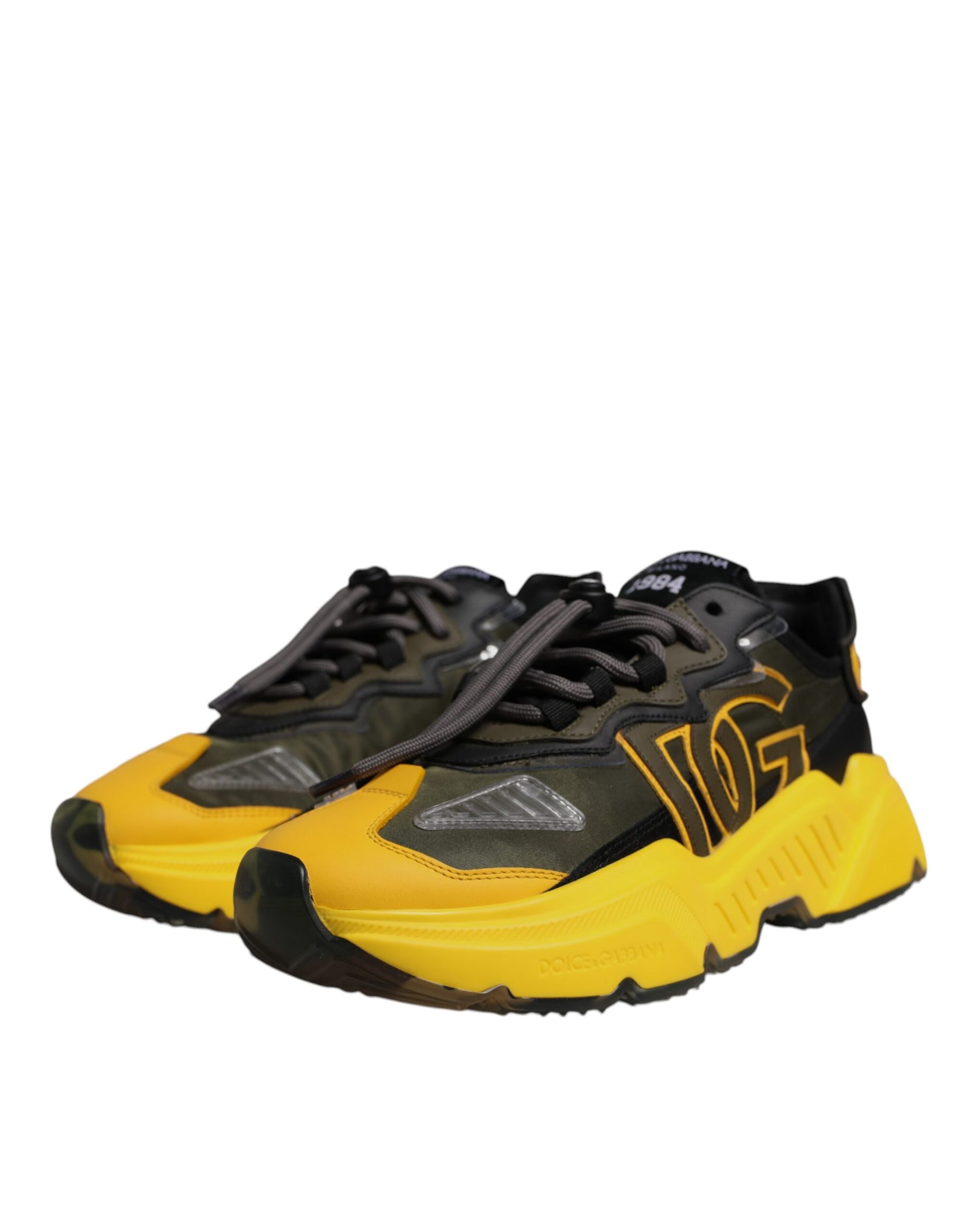 Dolce & Gabbana Black Yellow Daymaster Low Top Sneakers  Shoes | Regal Royce