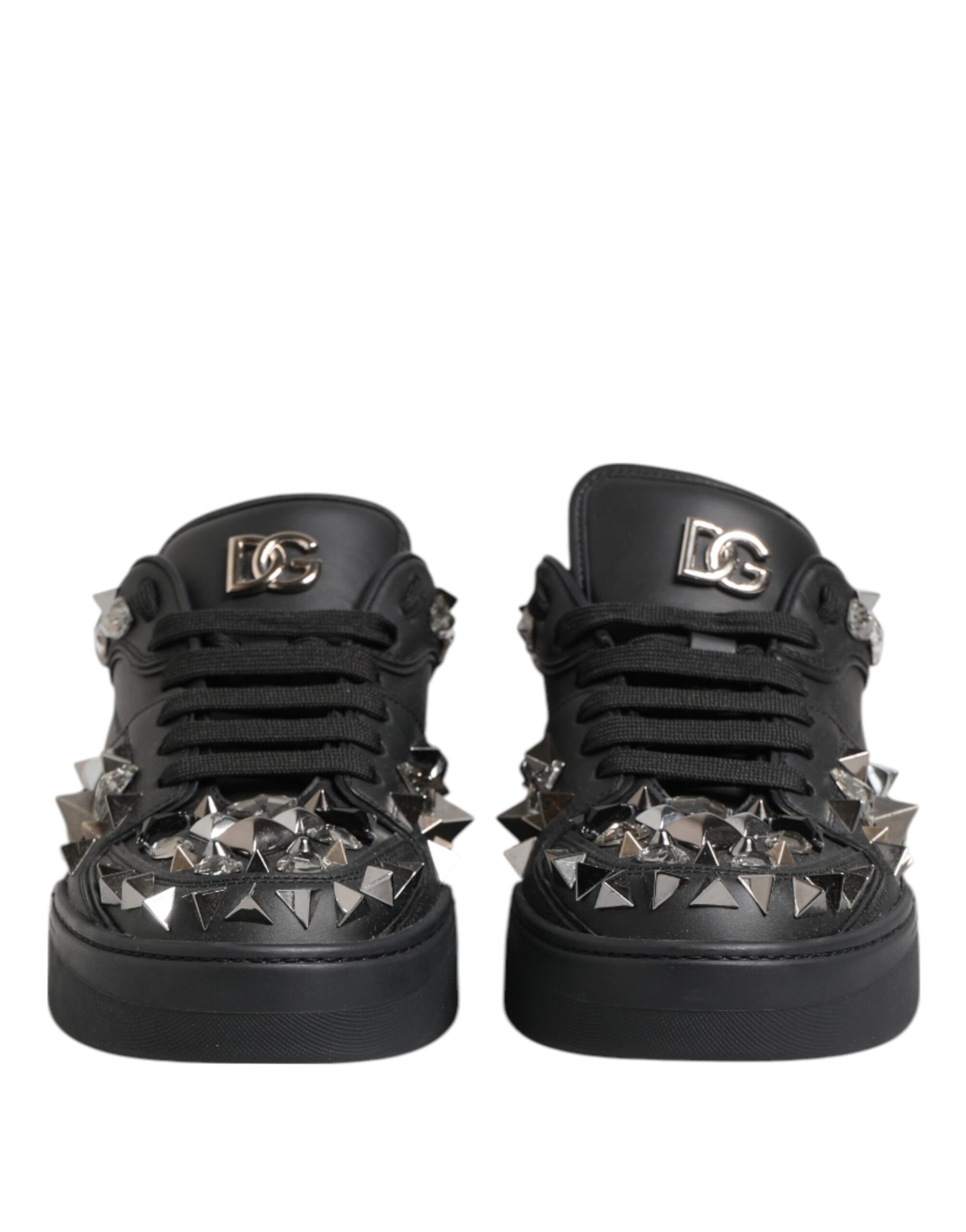 Dolce & Gabbana Black Portofino Studded Men Sneakers Shoes | Regal Royce