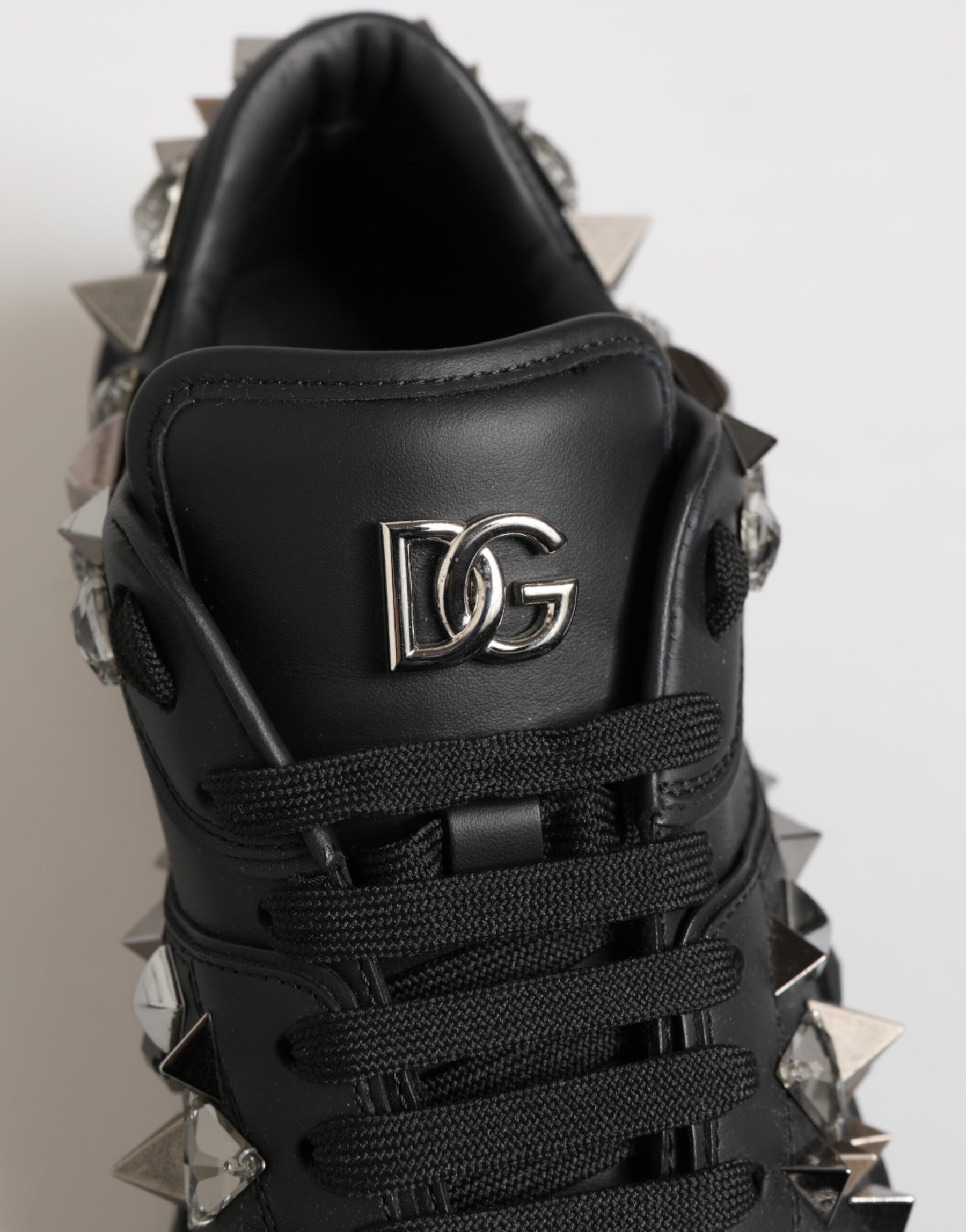 Dolce & Gabbana Black Portofino Studded Men Sneakers Shoes | Regal Royce