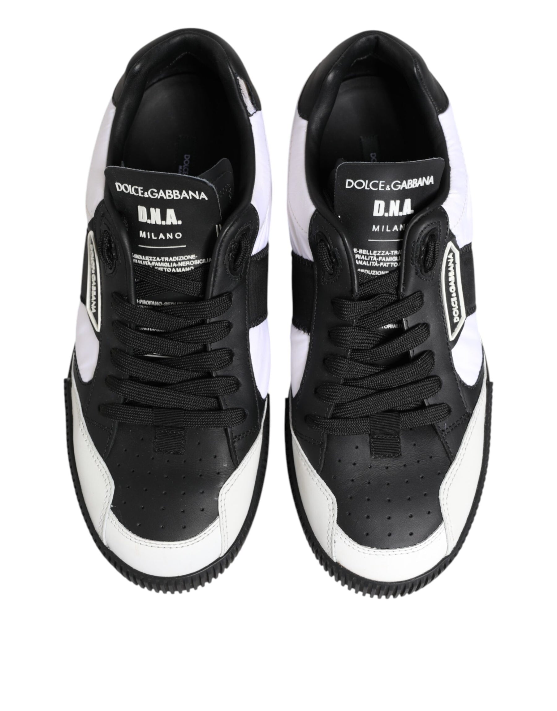 Dolce & Gabbana Black White Leather MIAMI Low Top Sneakers Shoes | Regal Royce