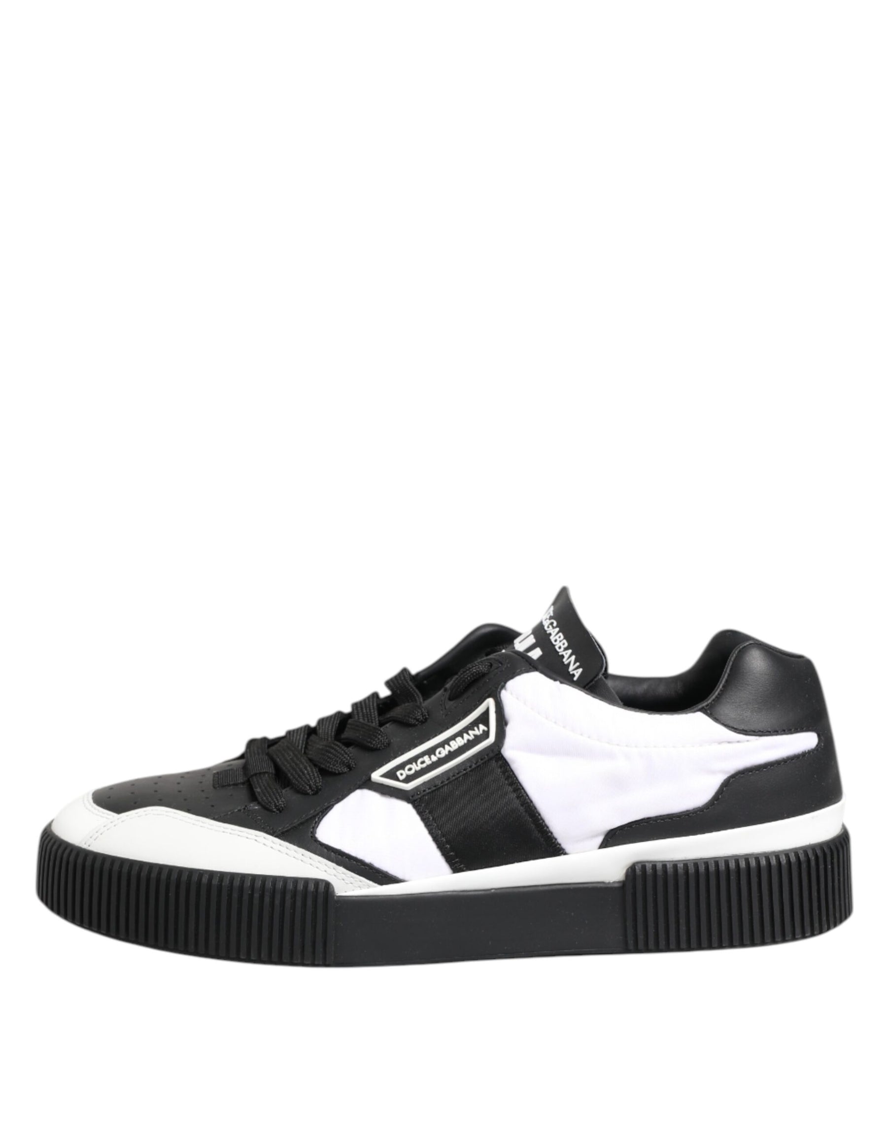 Dolce & Gabbana Black White Leather MIAMI Low Top Sneakers Shoes | Regal Royce