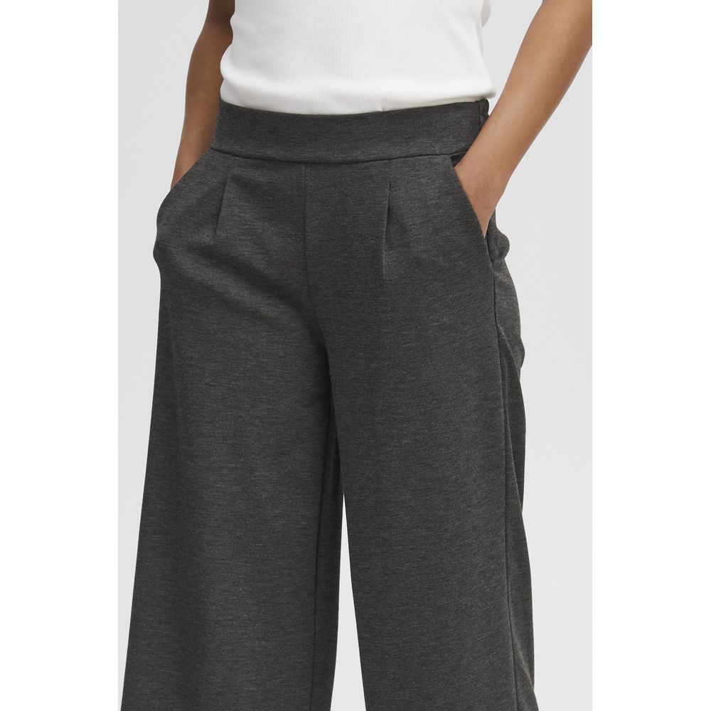 ICHI Gray Recycled Polyester Flared Pants | Regal Royce