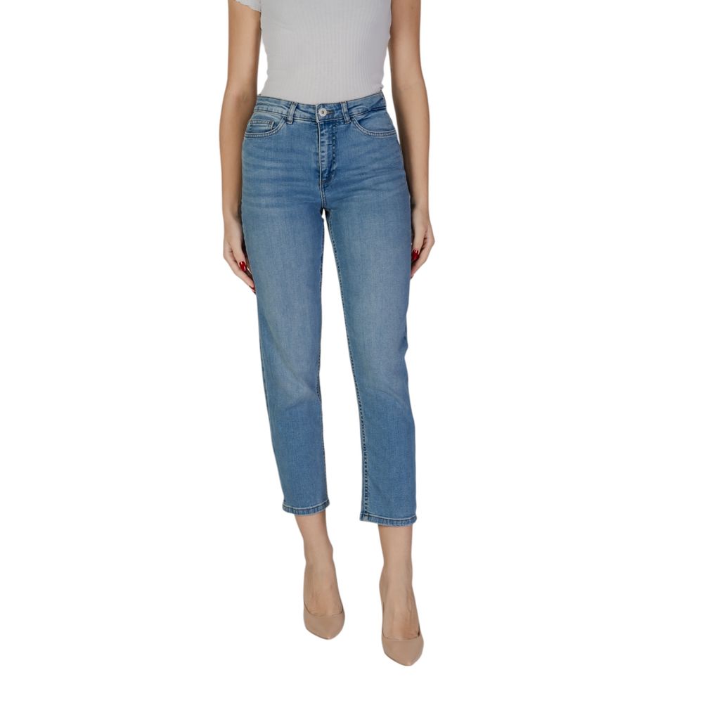 ICHI Light Blue Cotton Mom Jeans | Regal Royce