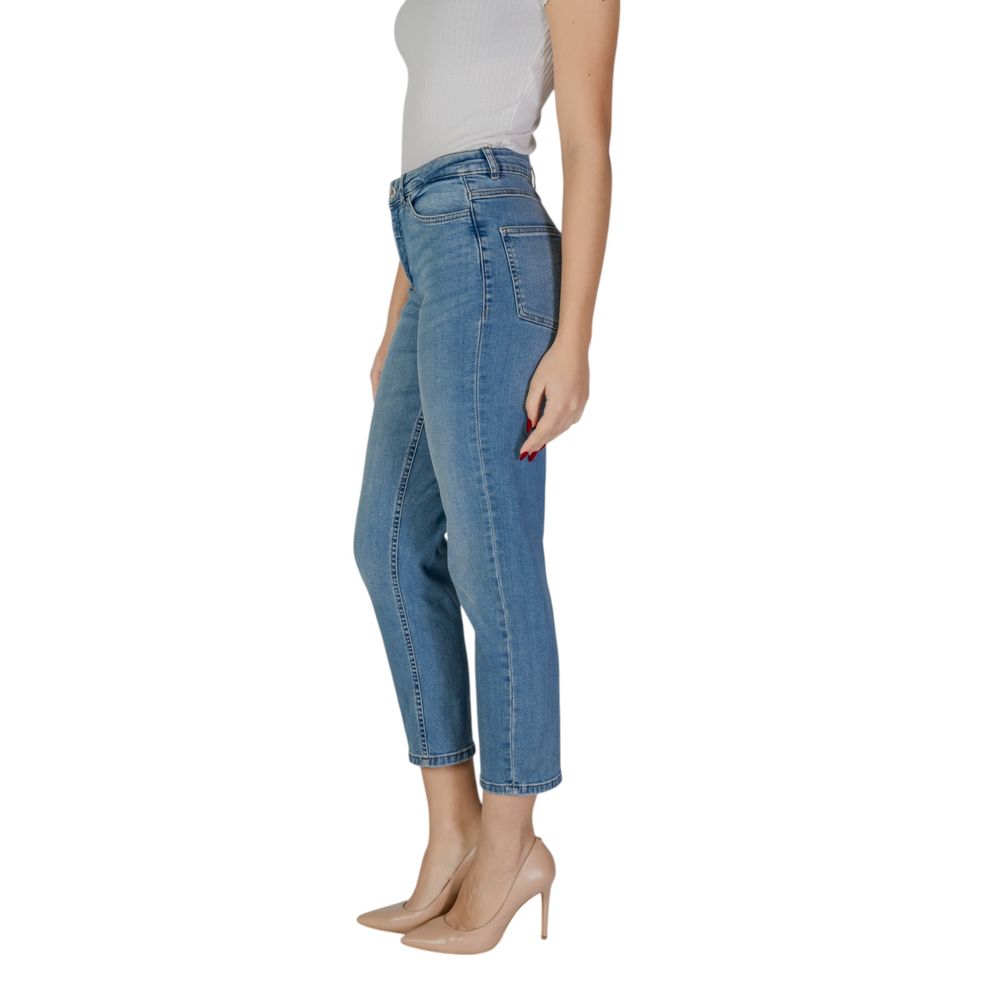 ICHI Light Blue Cotton Mom Jeans | Regal Royce