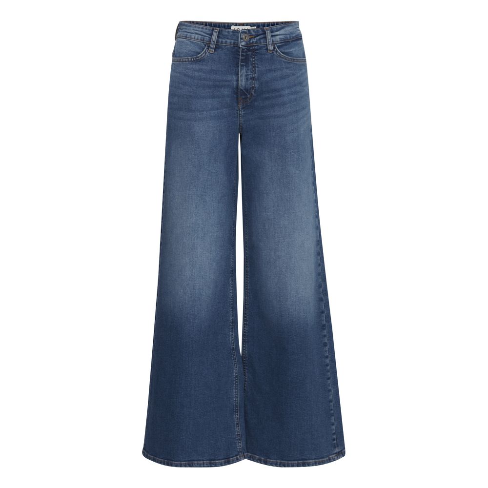 ICHI Blue Cotton Bootcut Jeans