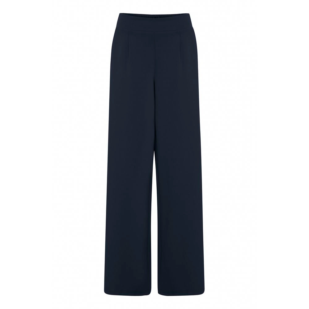 ICHI Blue Recycled Polyurethane Casual Pants