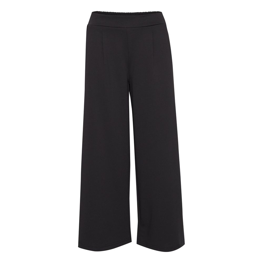 ICHI Black Recycled Polyester Flared Pants | Regal Royce