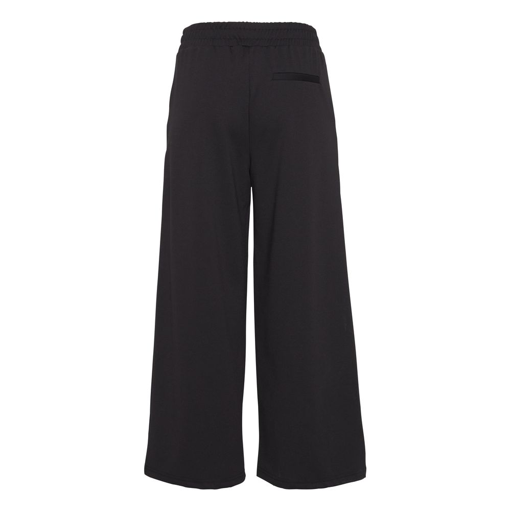 ICHI Black Recycled Polyester Flared Pants | Regal Royce