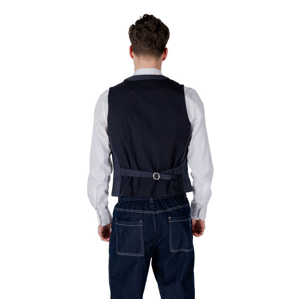 Gianni Lupo Blue Cotton Waistcoat | Regal Royce