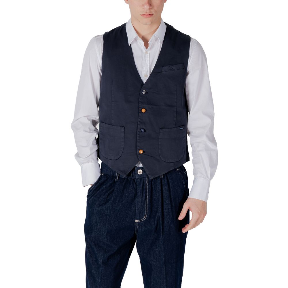 Gianni Lupo Blue Cotton Waistcoat | Regal Royce