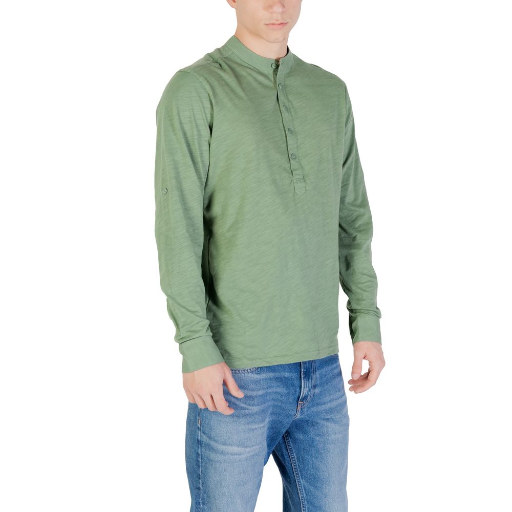 Gianni Lupo Green Cotton Long Sleeve T-Shirt | Regal Royce