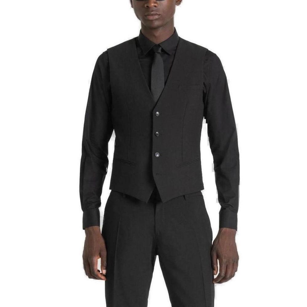 Antony Morato Black Polyester Waistcoat | Regal Royce