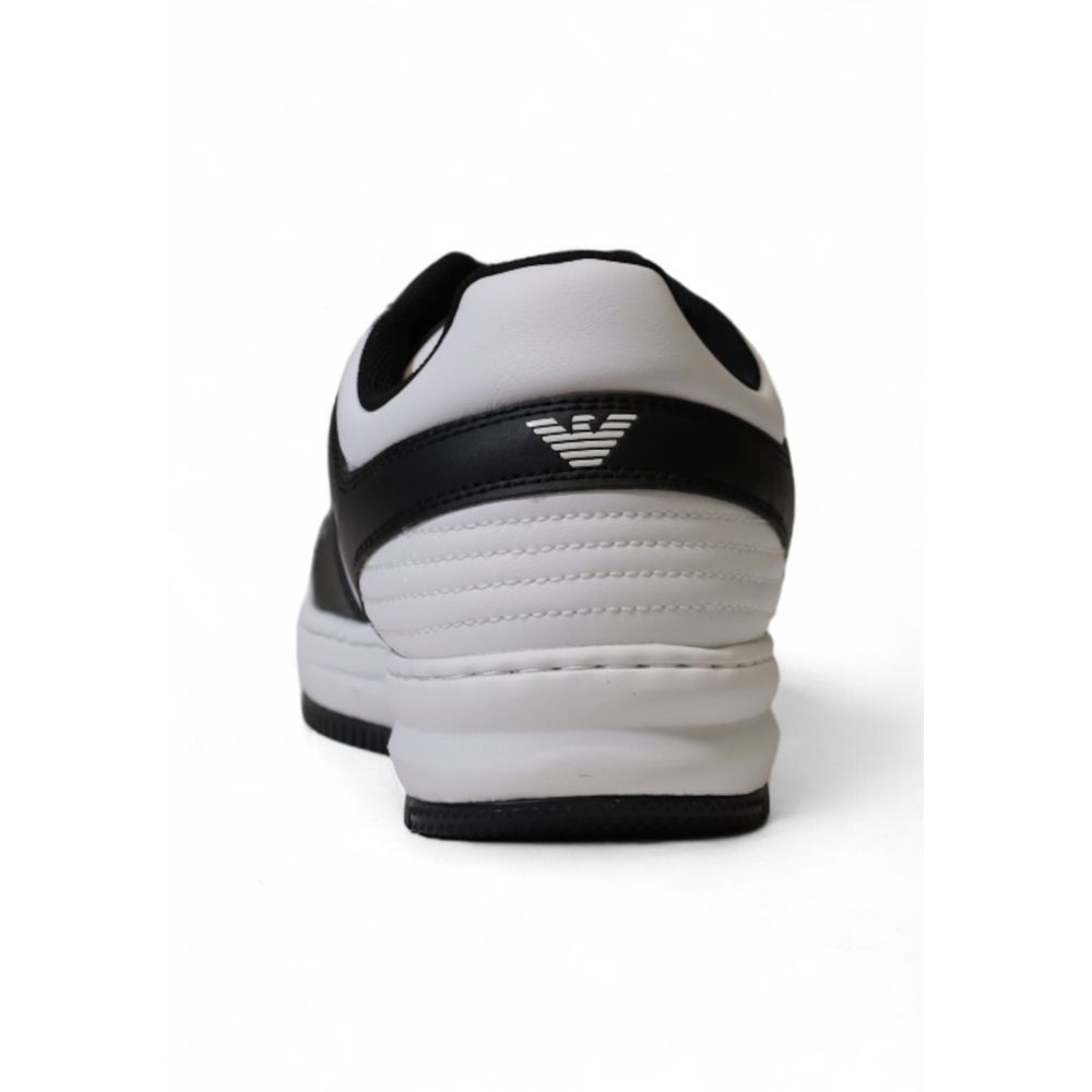 EA7 Emporio Armani Black And White Polyester Athletic Sneakers | Regal Royce