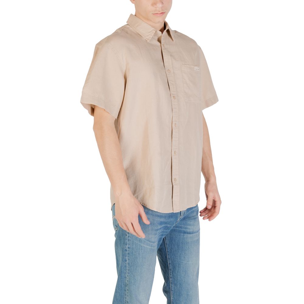 Calvin Klein Jeans Beige Linen Shortsleeve Shirt | Regal Royce