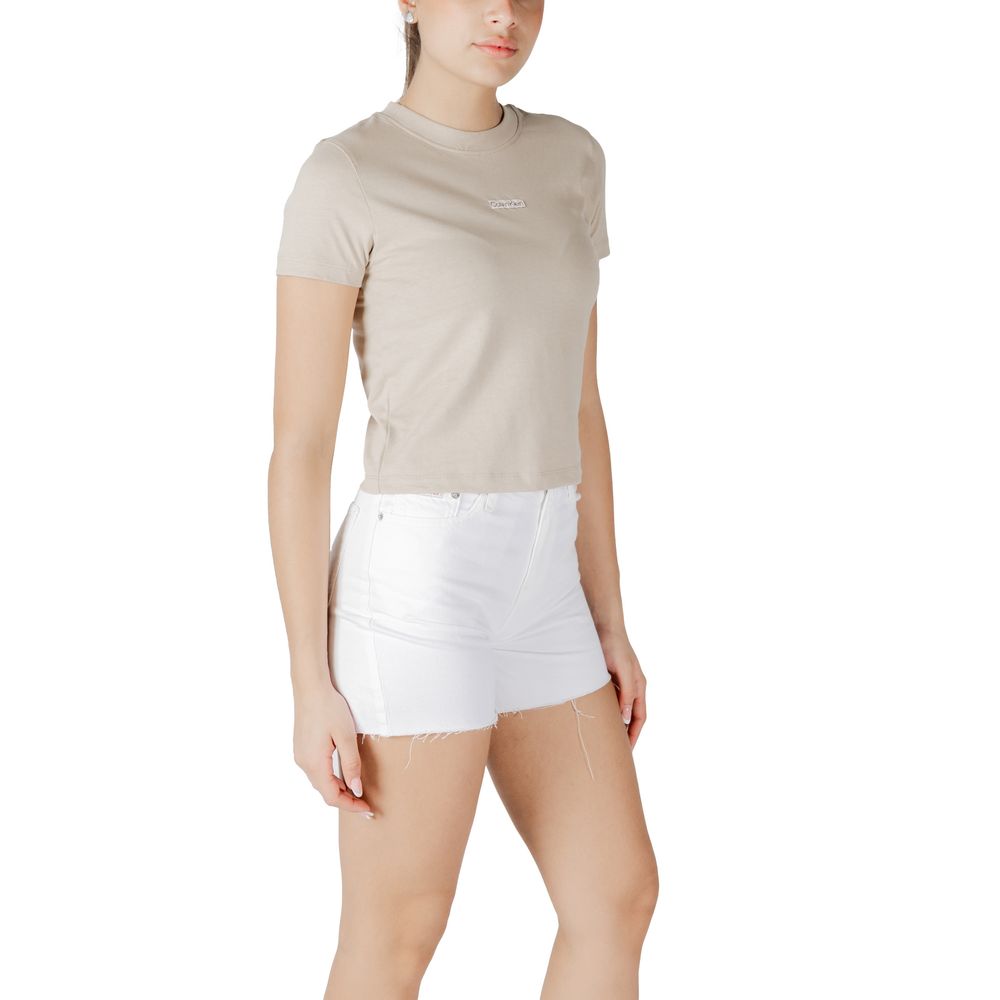 Calvin Klein Jeans Beige Recycled Cotton T-Shirt | Regal Royce