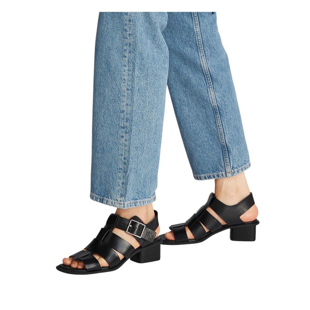Calvin Klein Jeans Black Polyester Flat Sandals | Regal Royce