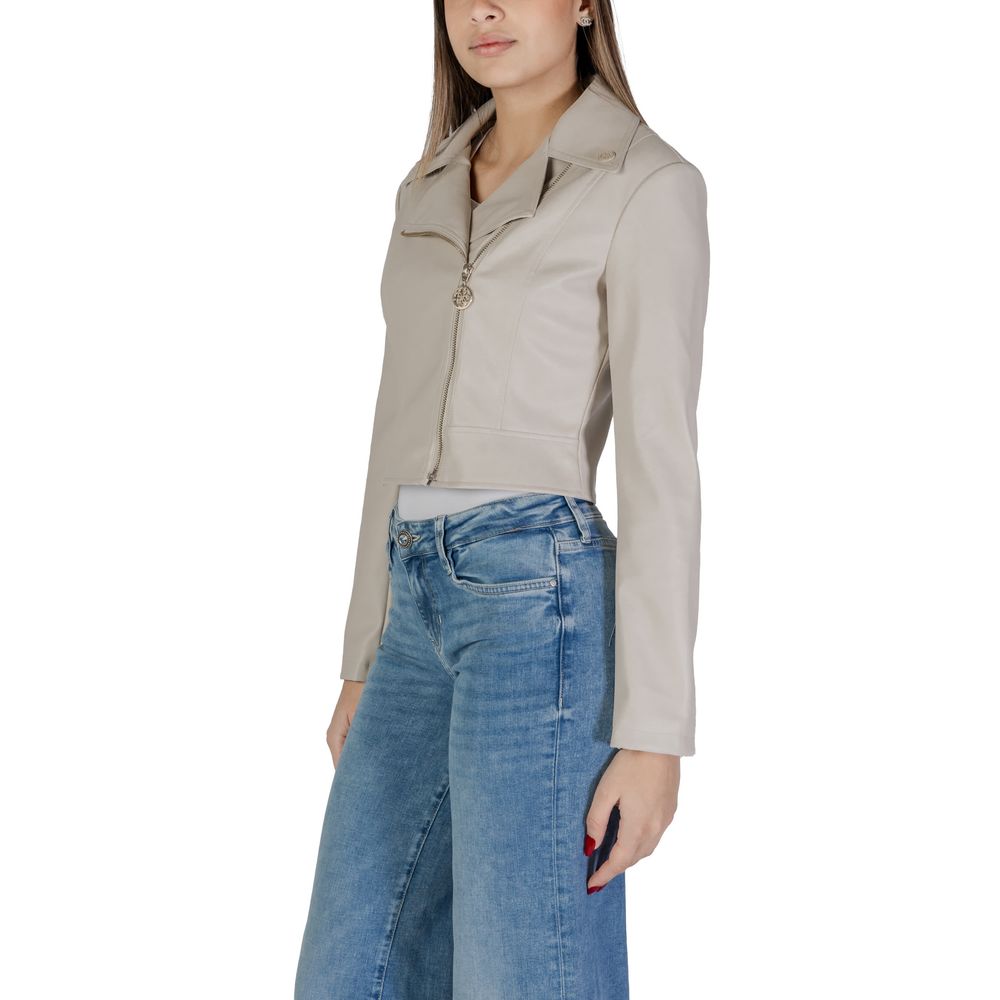 Guess Beige Polyethylene Biker Jacket | Regal Royce