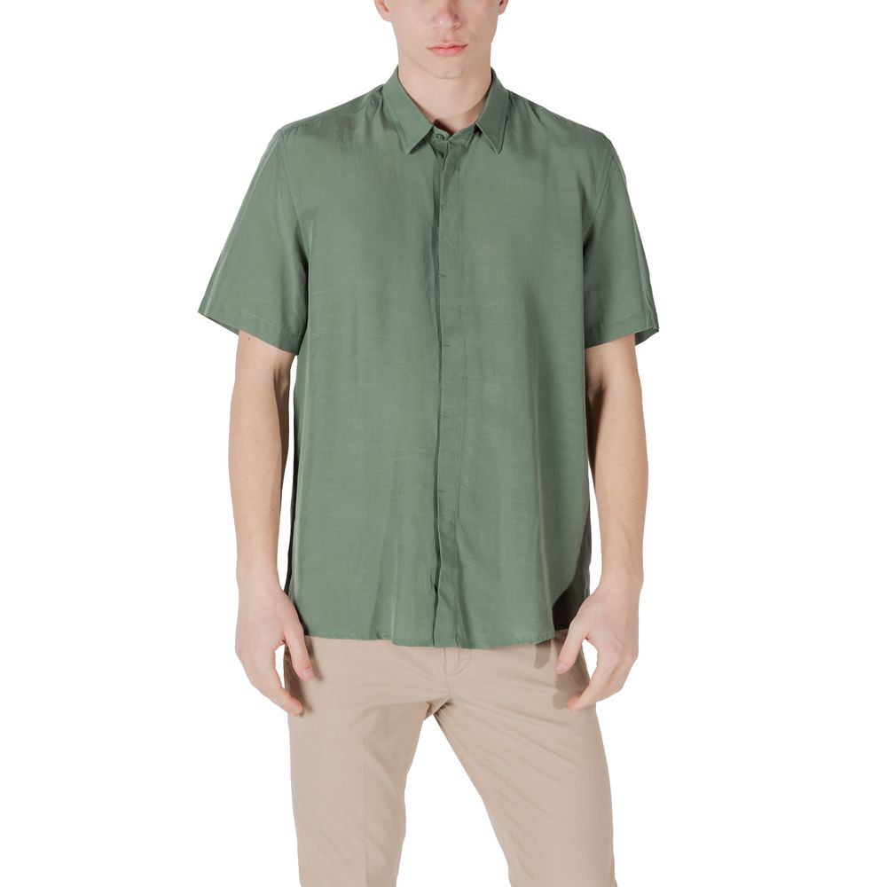 Antony Morato Green Lyocell Shortsleeve Shirt | Regal Royce