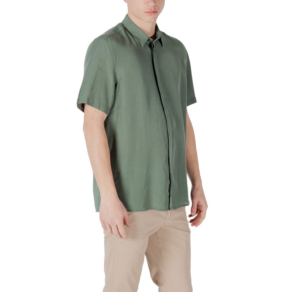 Antony Morato Green Lyocell Shortsleeve Shirt | Regal Royce