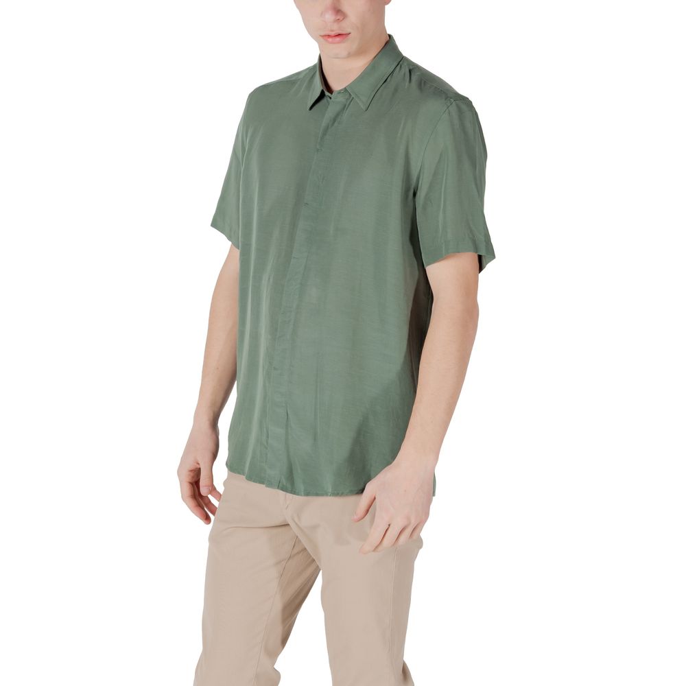 Antony Morato Green Lyocell Shortsleeve Shirt | Regal Royce