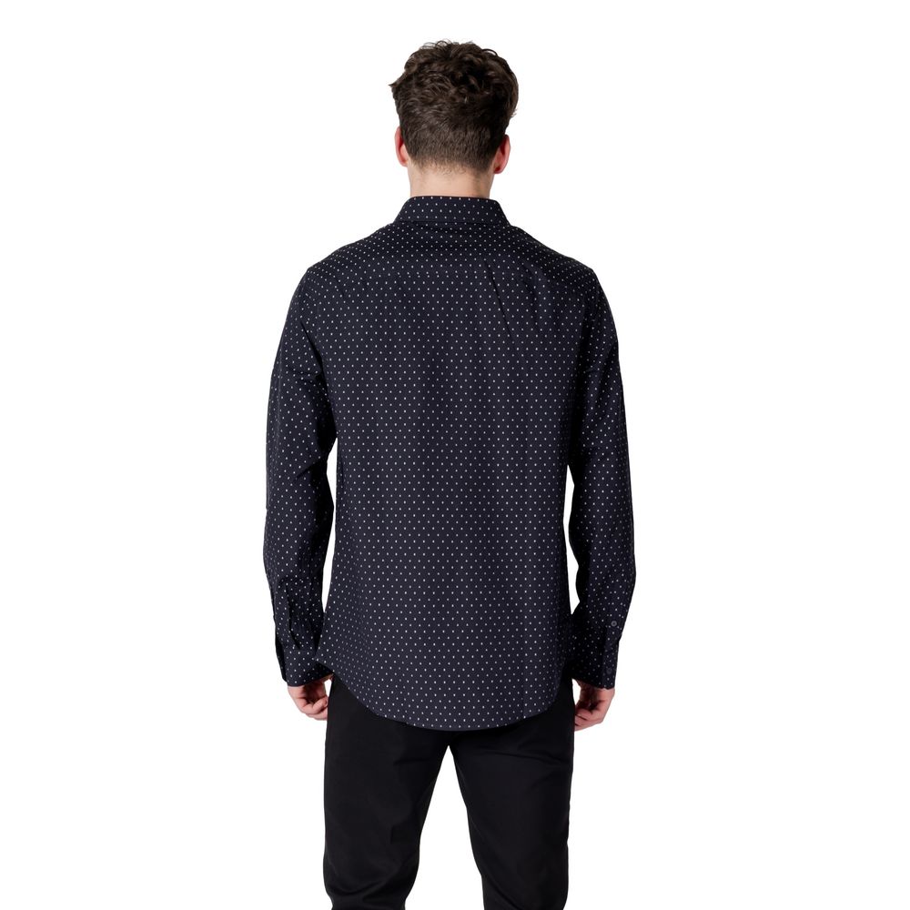 Armani Exchange Blue Cotton Pattern Shirt