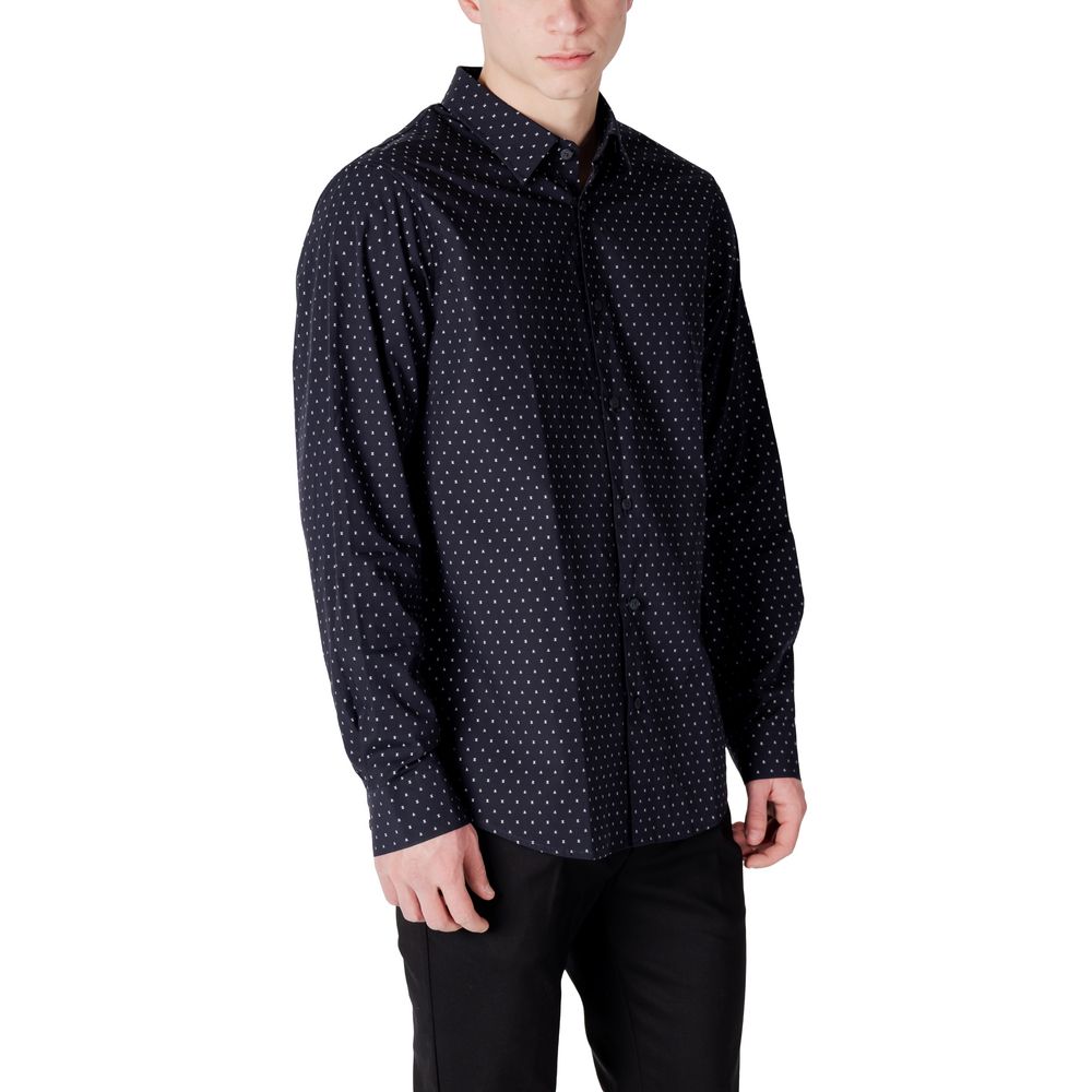 Armani Exchange Blue Cotton Pattern Shirt | Regal Royce