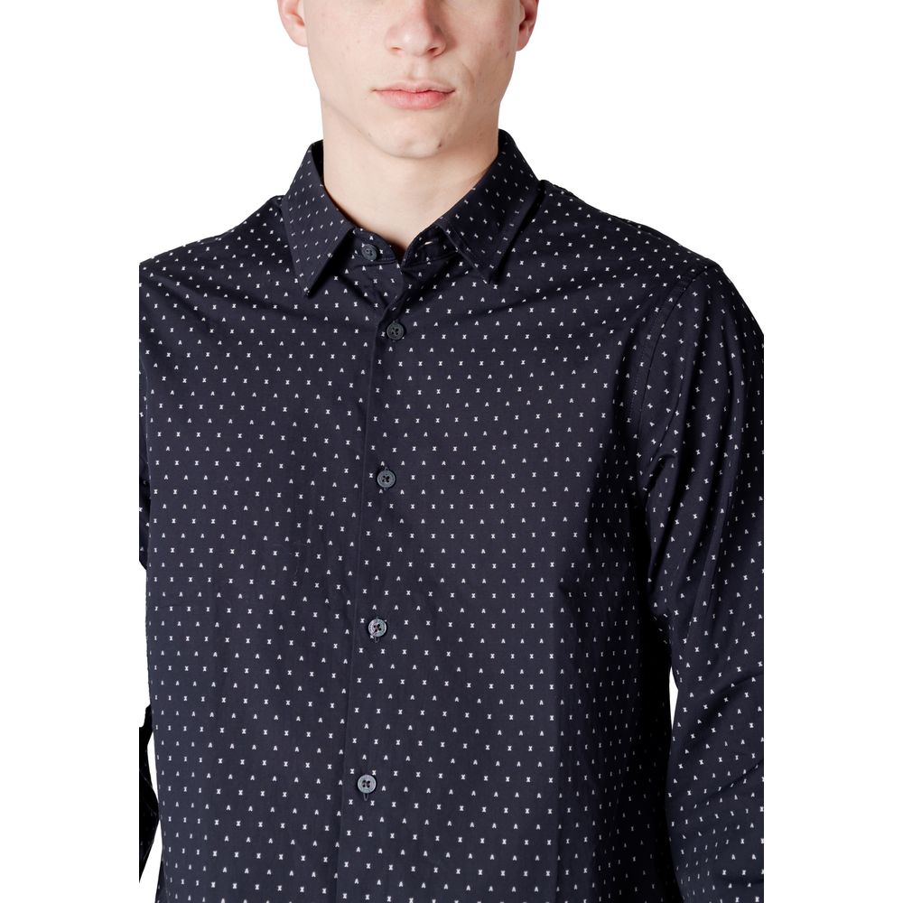 Armani Exchange Blue Cotton Pattern Shirt | Regal Royce