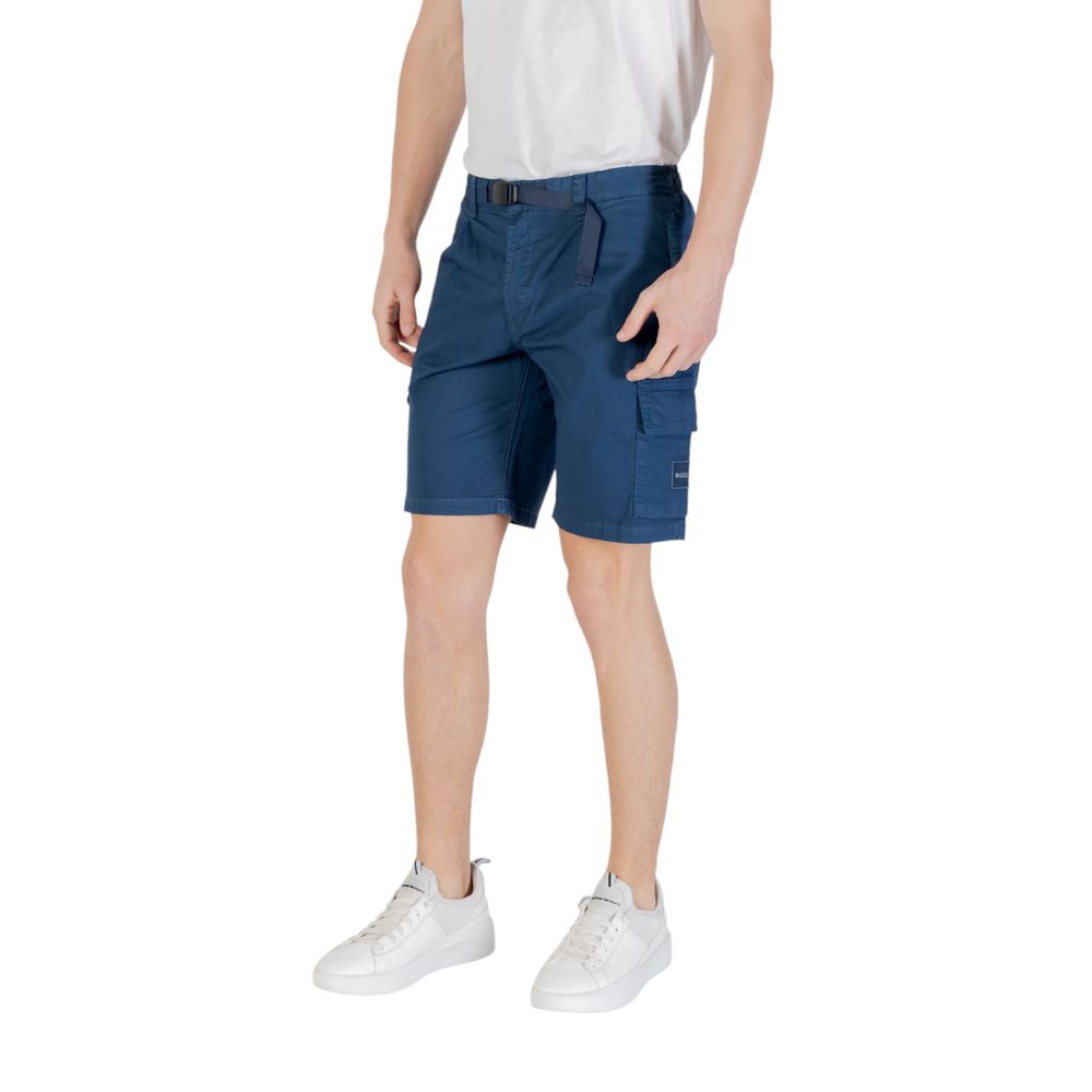 Hugo Boss Blue Cotton Bermuda Shorts | Regal Royce